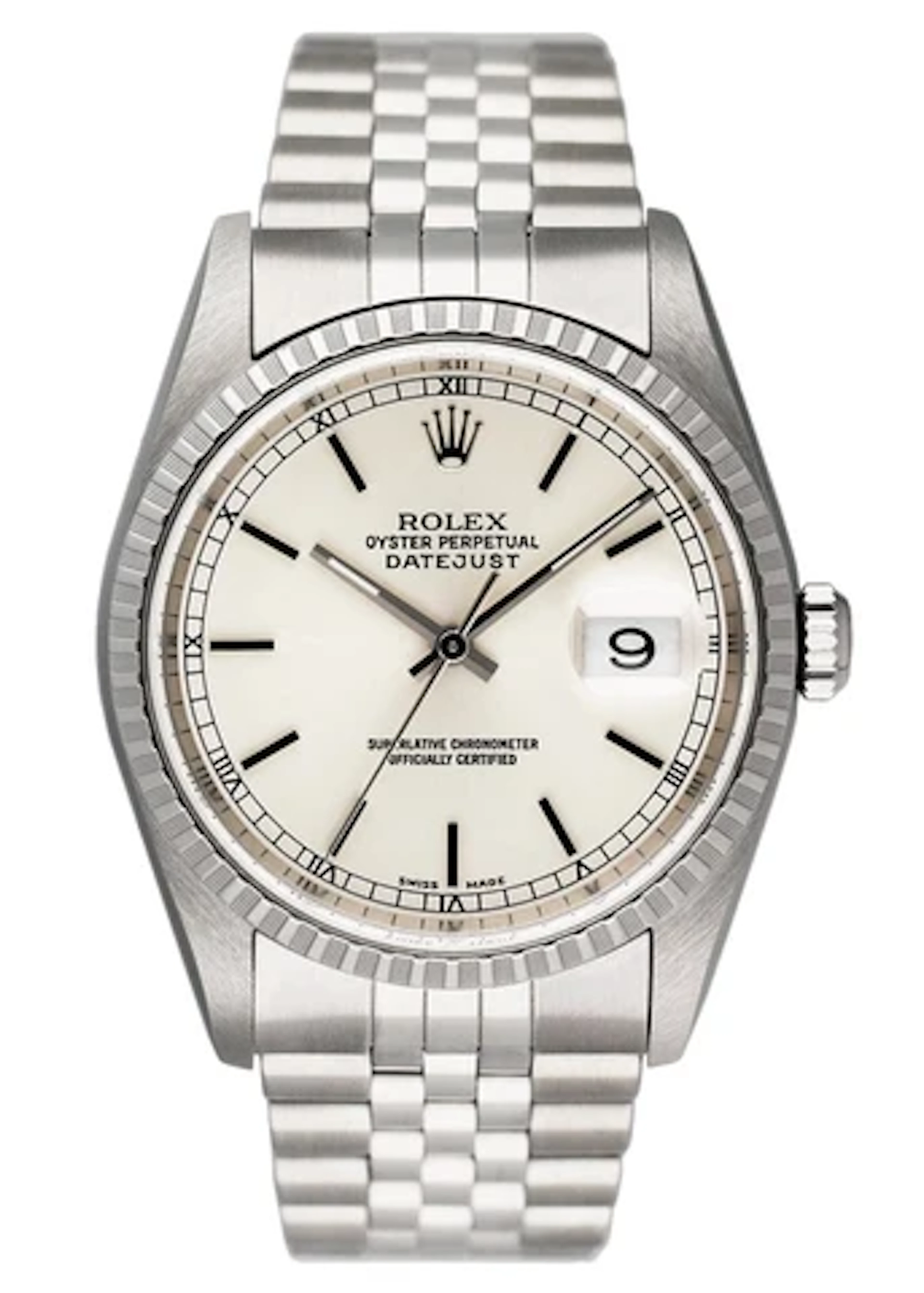 Rolex Oyster Perpetual Datejust 16220 Silver Dial Mens Watch.