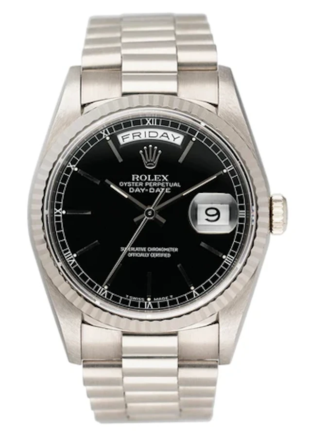 Rolex Day-Date 18239 Black Dial 18K White Gold Mens Watch