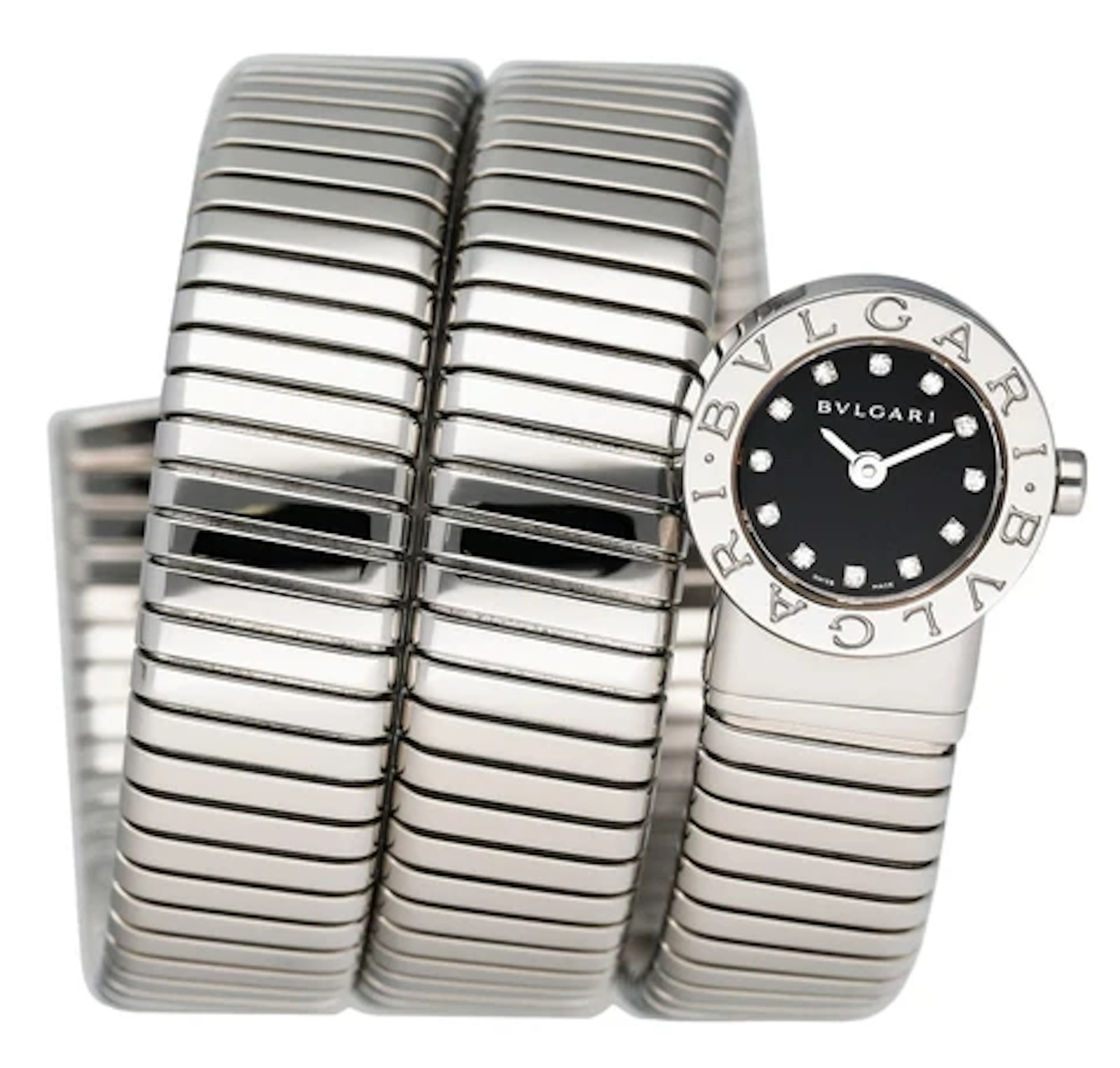 Bvlgari Serpenti Tubogas BB 19 1TS Diamond Dial Steel Ladies Watch