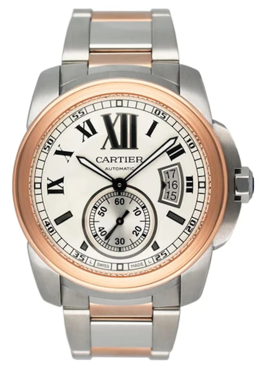 Cartier Calibre Large W7100036 Silver Dial Two Tone Mens Watch