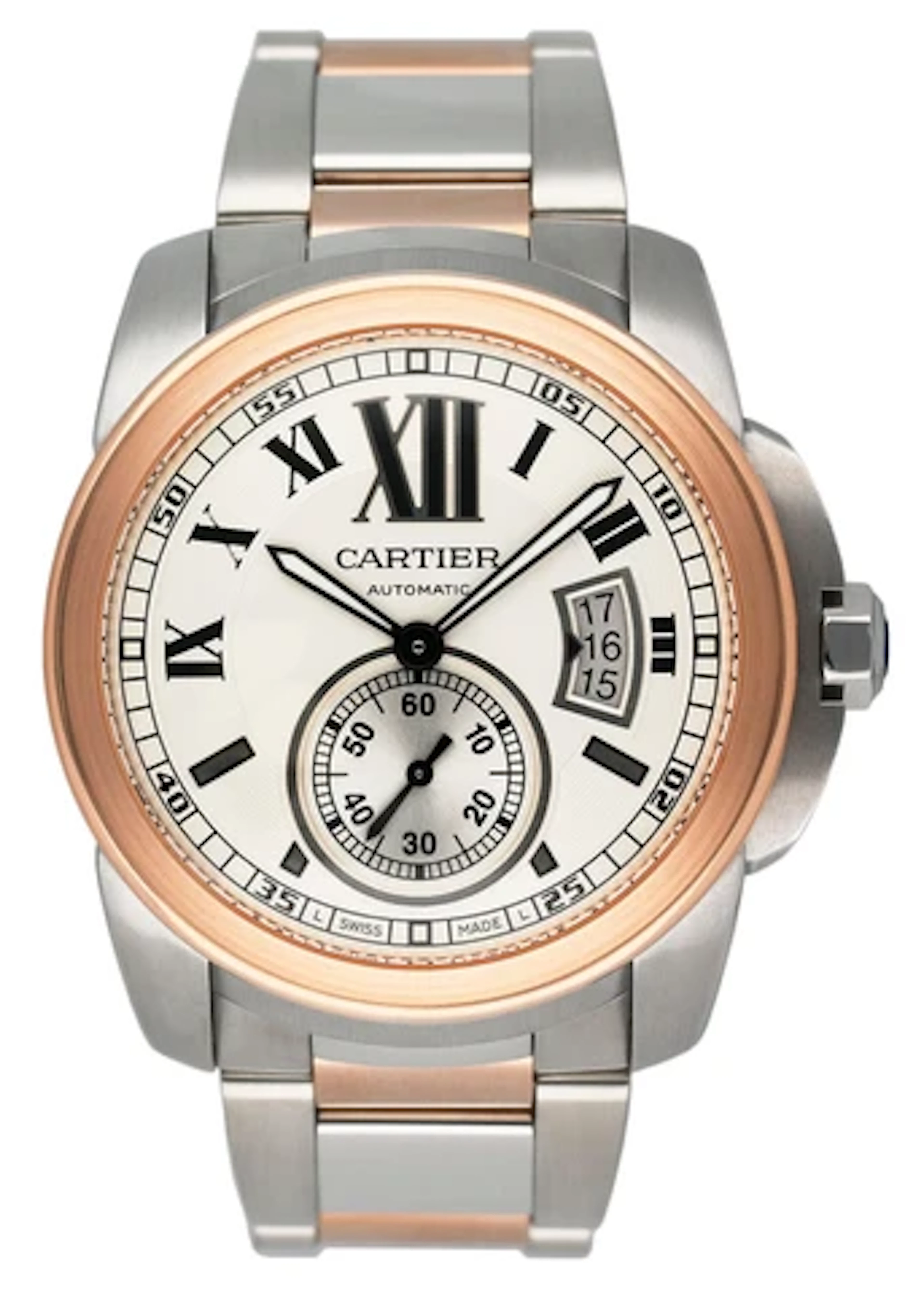 Cartier Calibre Large W7100036 Silver Dial Two Tone Mens Watch