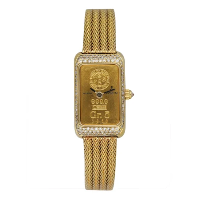 Corum 5 Gram Yellow Gold Ingot 46300 Diamond Ladies Watch