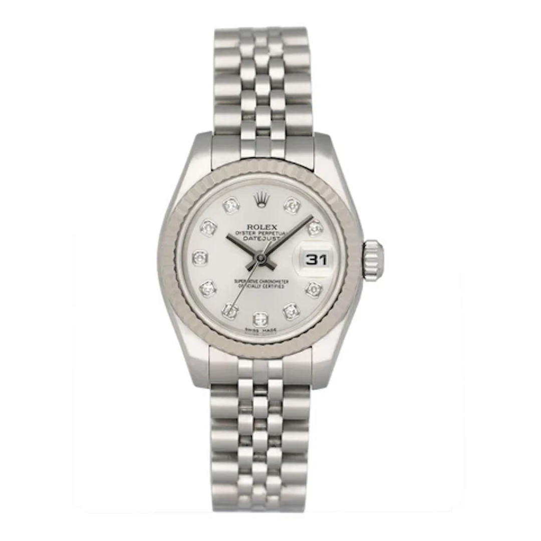 Rolex Datejust 179174 Diamond Silver Dial Ladies Watch Box Papers