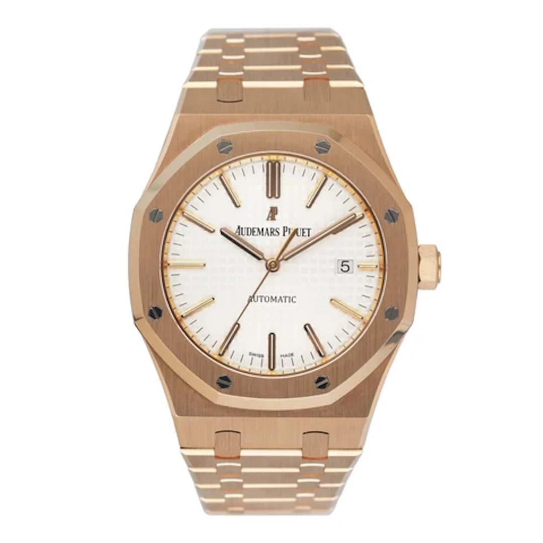 Audemars Piguet Royal Oak 15400OR 18K Rose Gold White Dial Box Papers