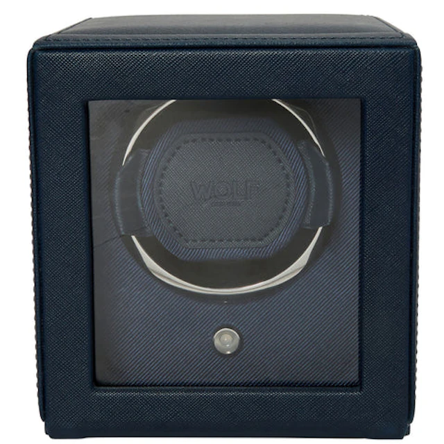 Cub Single Watch Winder with Cover - Navy