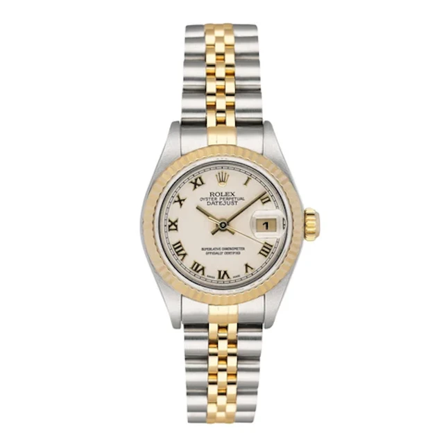 Rolex Datejust 79173 Ivory Pyramid Dial Ladies Watch Original Box & Papers