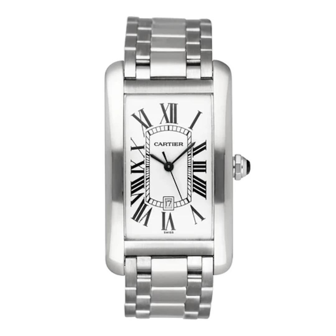 Cartier Tank Americaine Large W2603256 18K White Gold Mens Watch