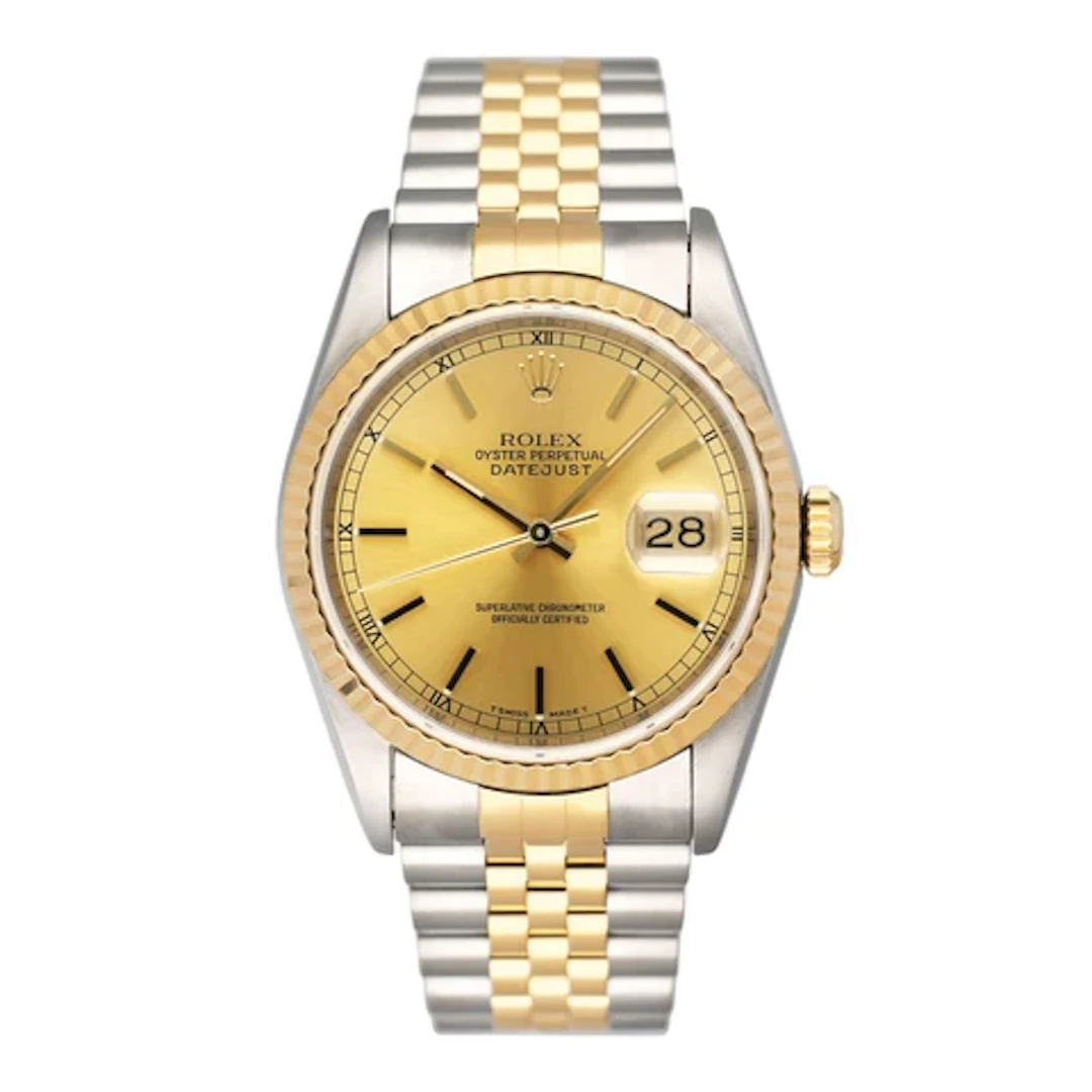 Rolex Datejust 16233 Champagne Dial Mens Watch Box Papers