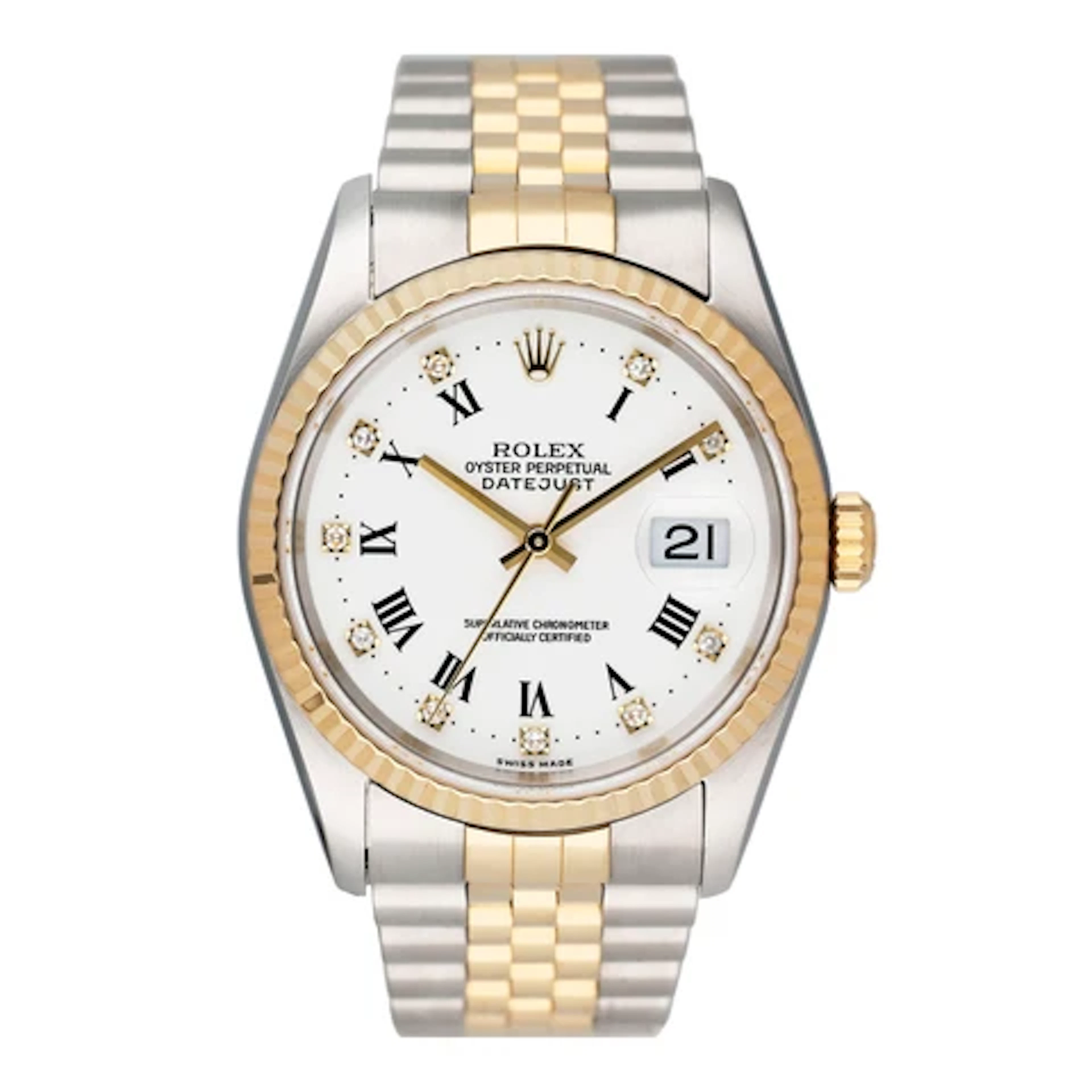 Rolex Datejust 16233 Diamond White Dial Men Watch Box Papers