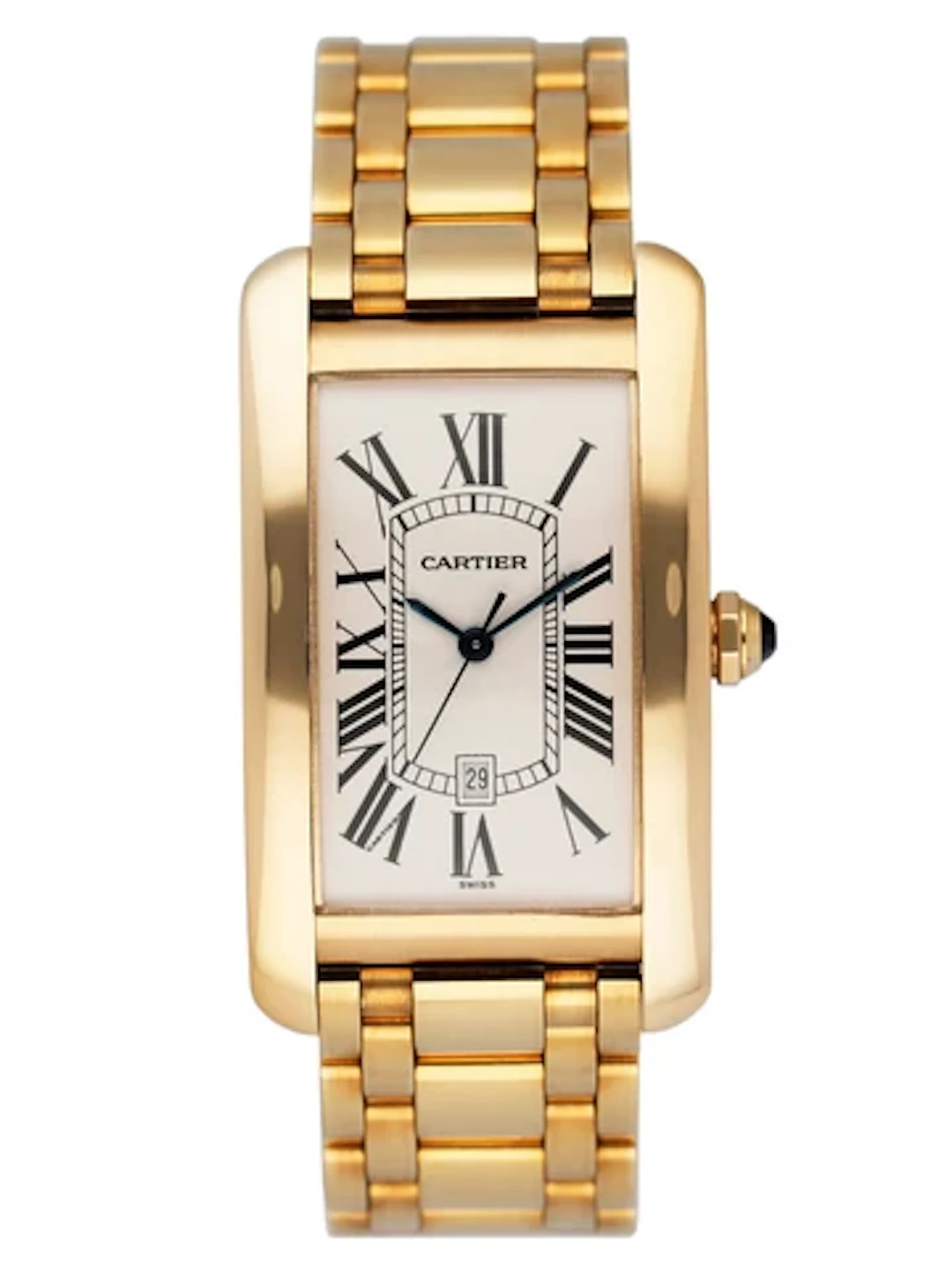 Cartier Tank Americaine Large W2603156 18K Yellow Gold Mens Watch