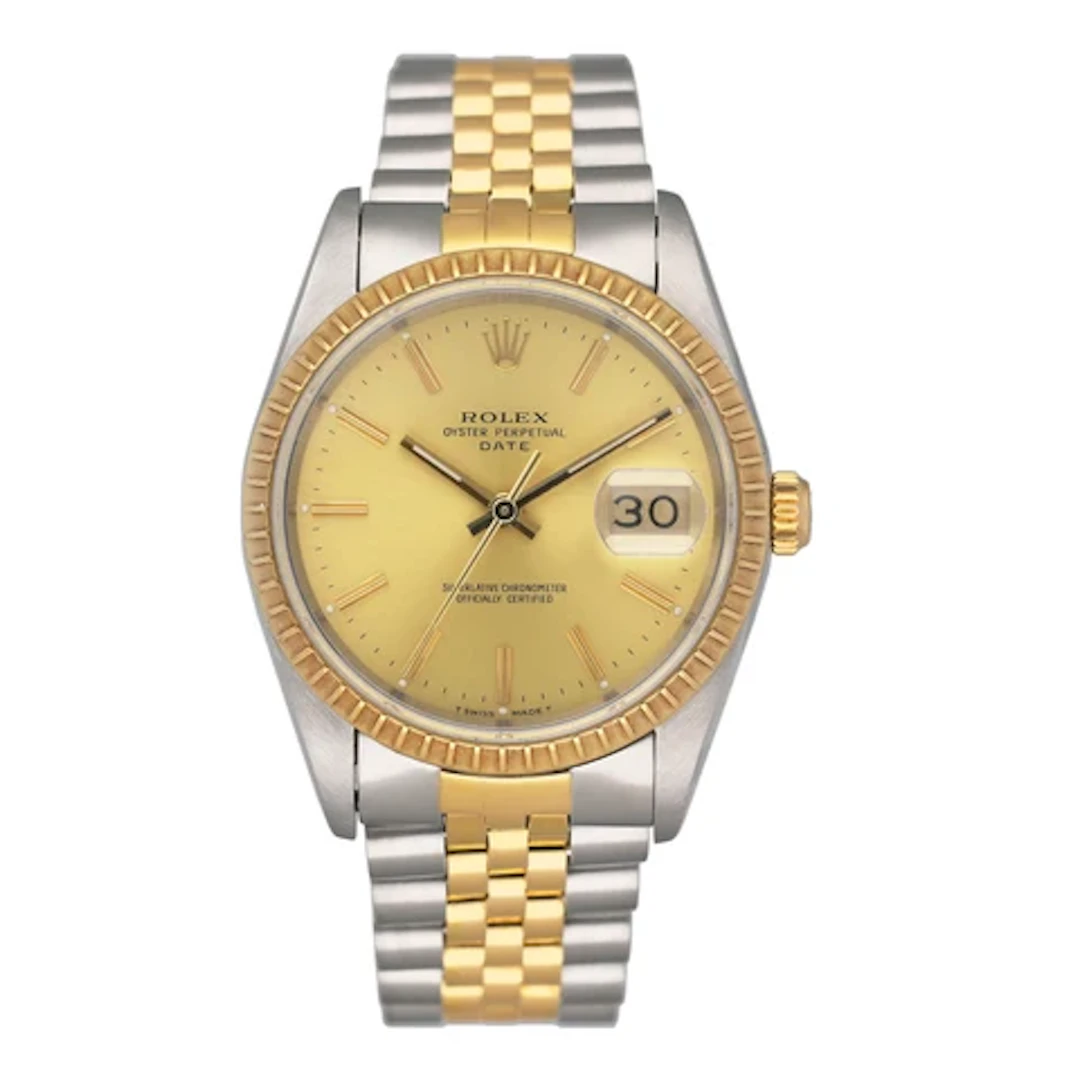 Rolex Oyster Perpetual Date 15223 Champagne Dial Mens Watch