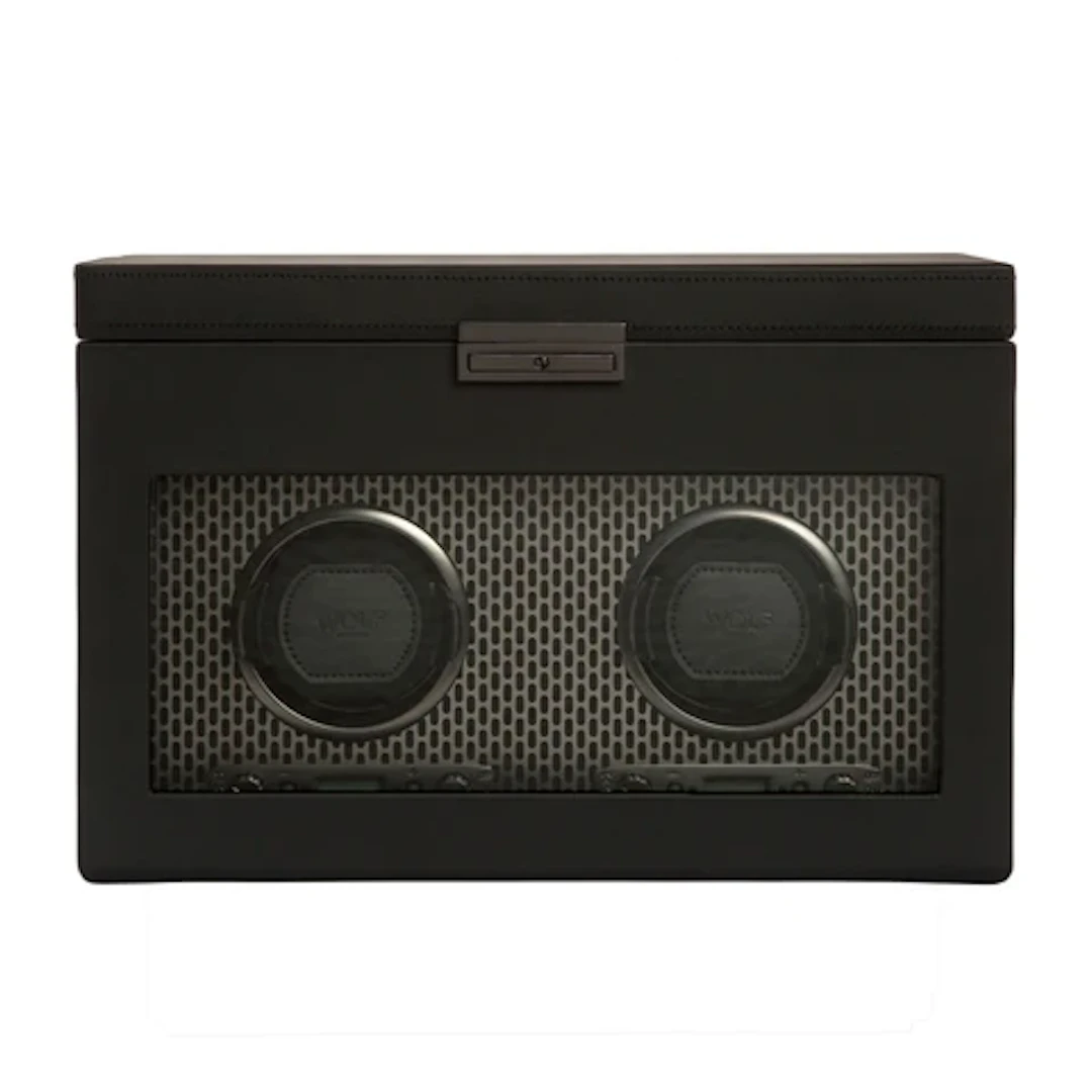 Axis Double Watch Winder With Storage - Powder Coat