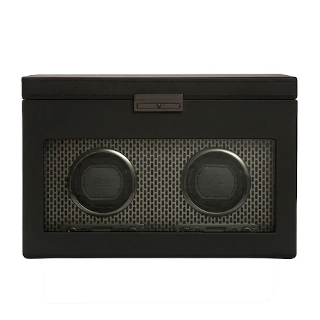 Axis Double Watch Winder With Storage - Powder Coat