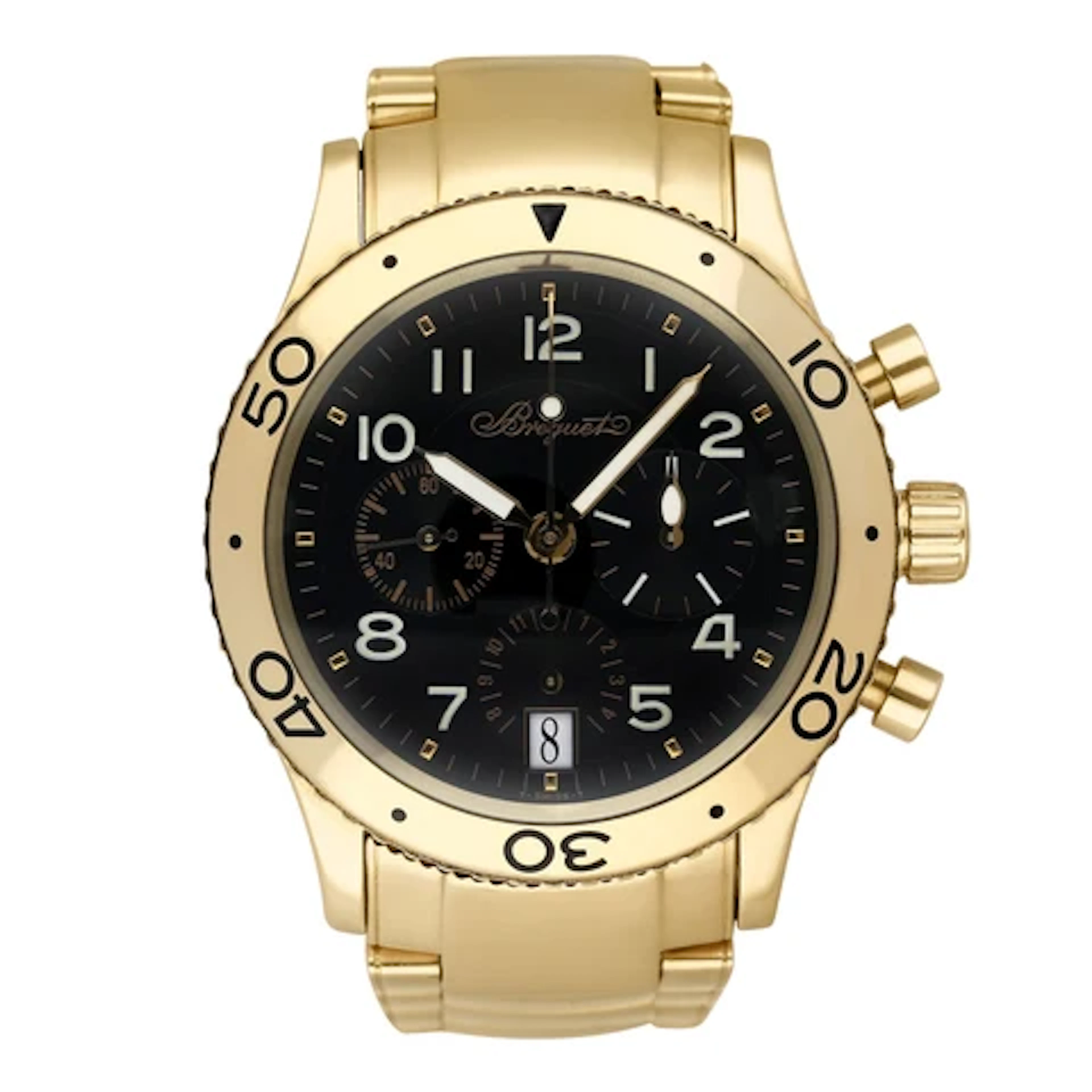 Breguet Type XX 3820BA Black Dial 18K Yellow Gold Mens Watch