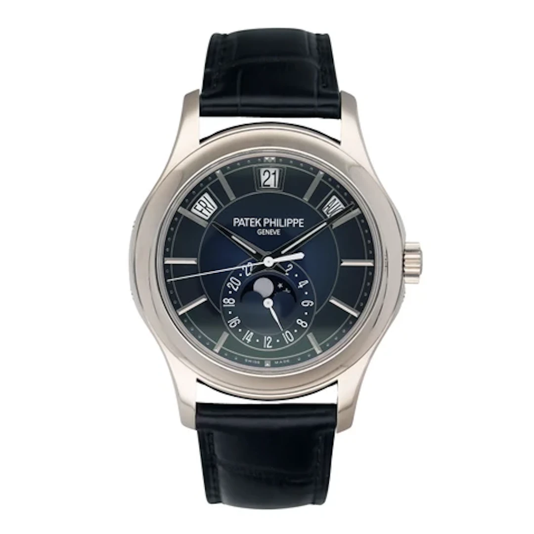 Patek Philippe Complications 5205G-013 Blue Dial 18K White Gold Mens Box Papers