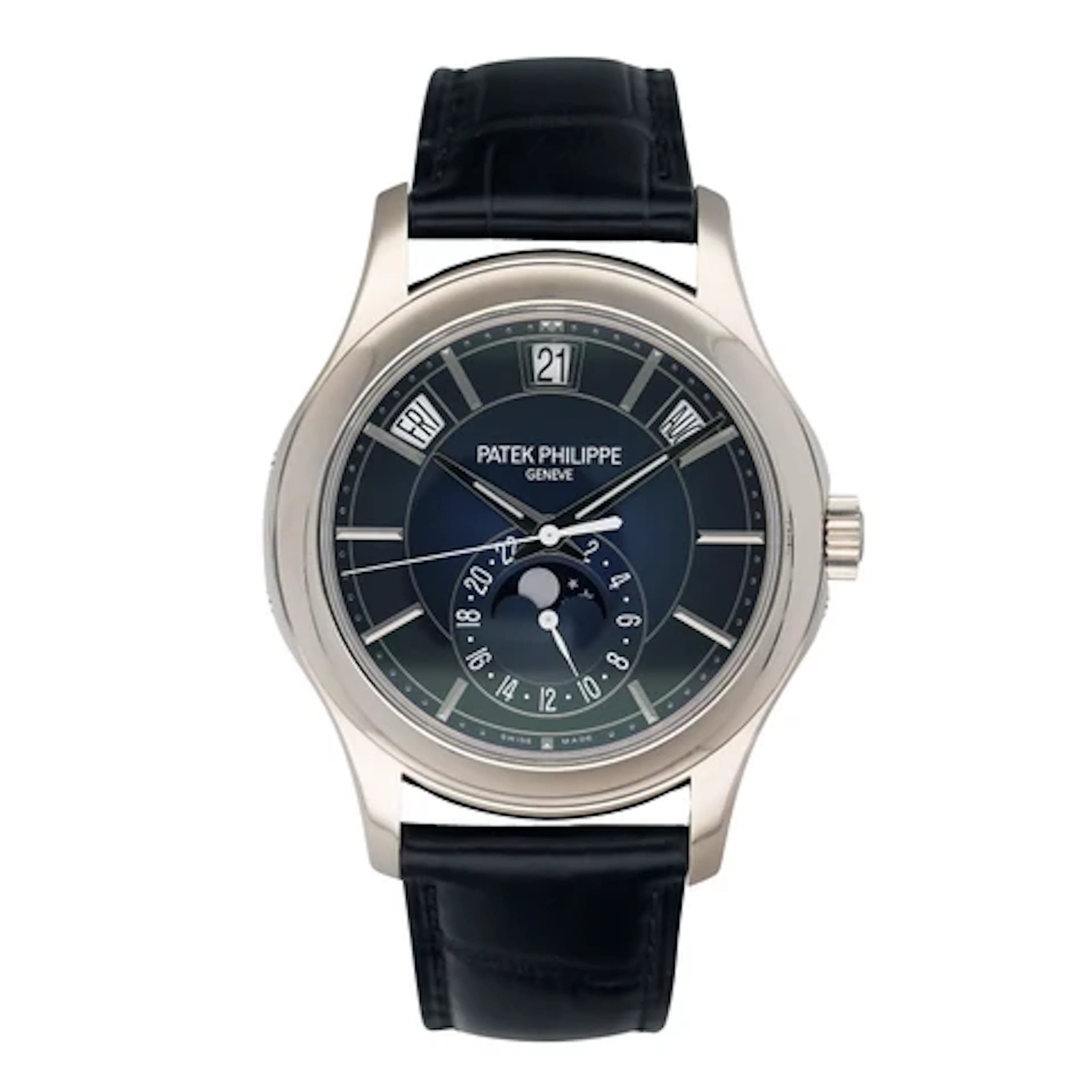Patek Philippe Complications 5205G-013 Blue Dial 18K White Gold Mens Box Papers