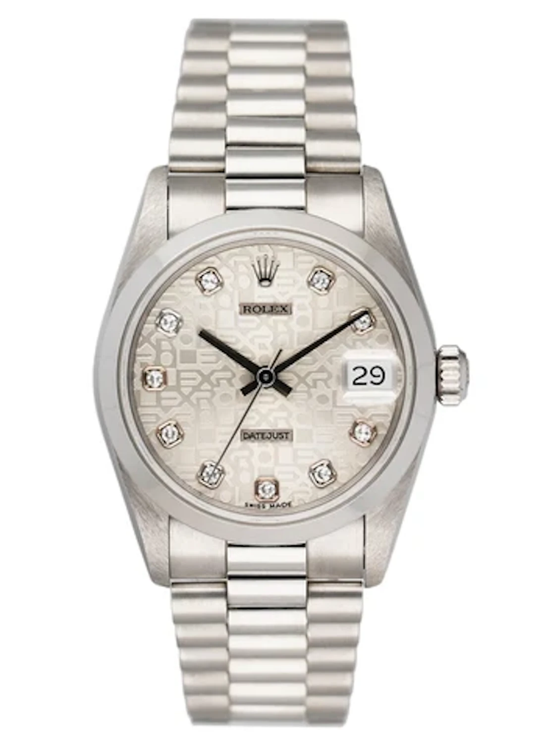 Rolex Datejust 68246 Platinum Diamond Anniversary Dial Midsize Watch