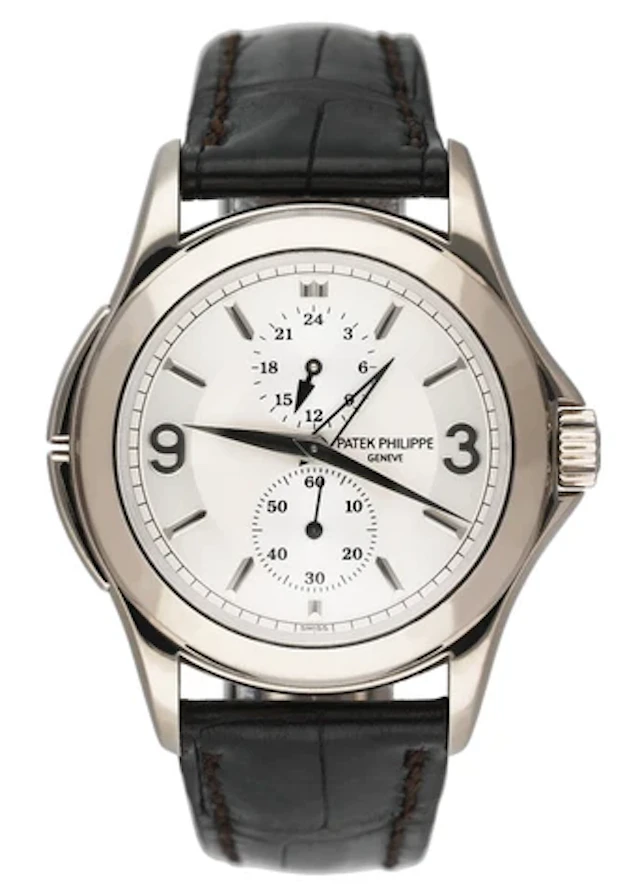 Patek Philippe Calatrava Travel Time 5134G 18K White Gold Mens Watch Box Papers