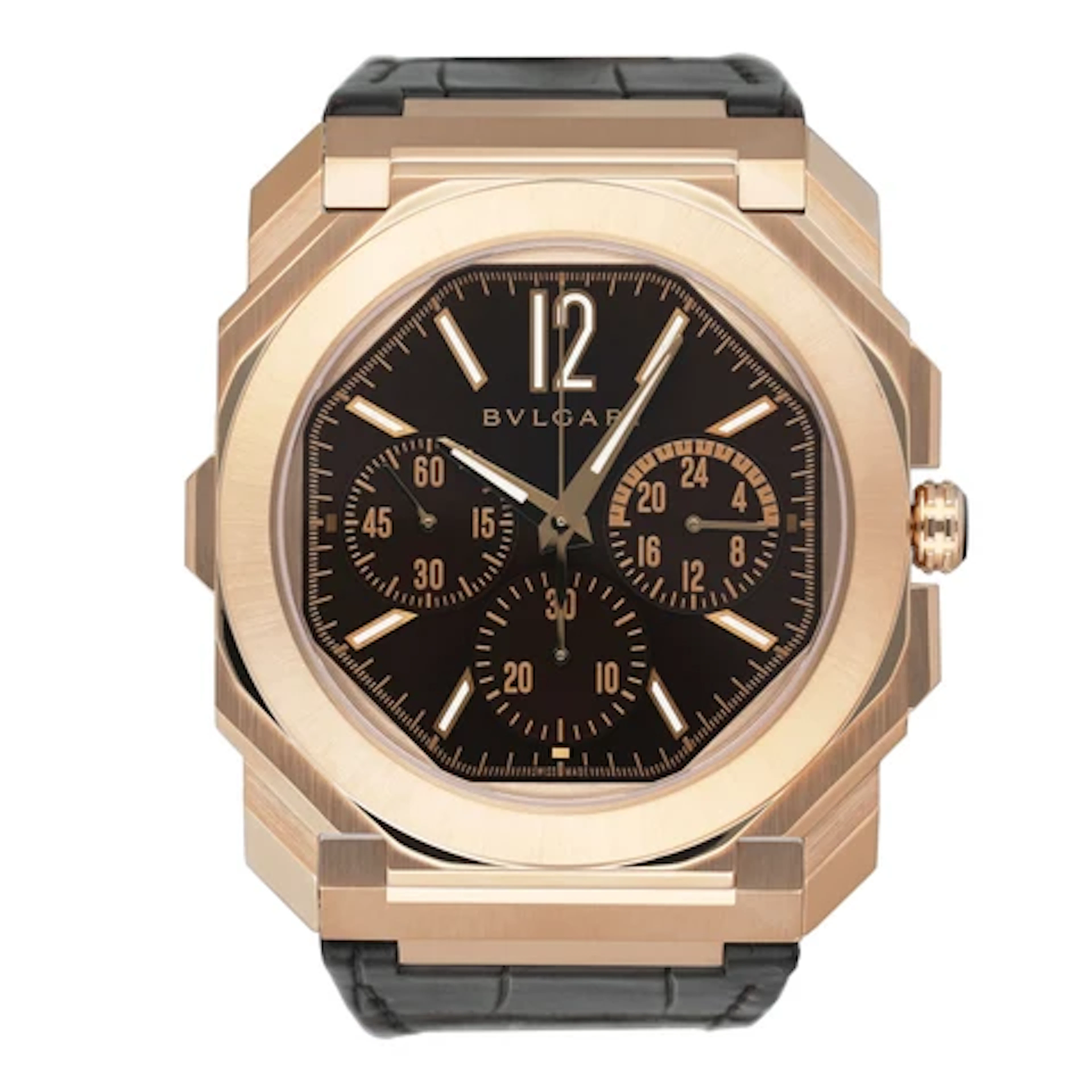 Bulgari Octo Finissimo 103468 Brown Dial Chronograph Mens Watch Box Papers