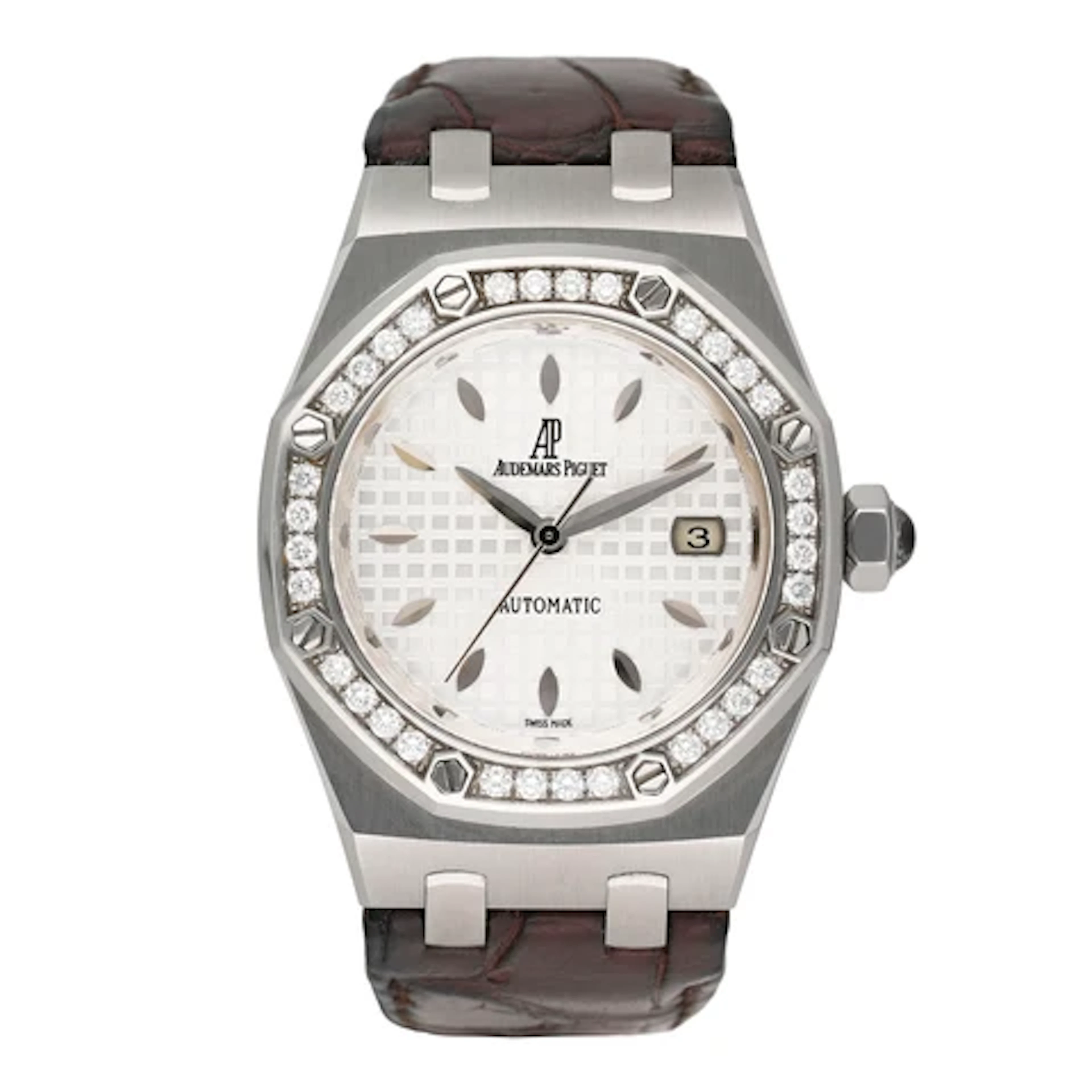 Audemars Piguet Royal Oak 77321ST Diamond Silver Dial Ladies Watch Box Papers