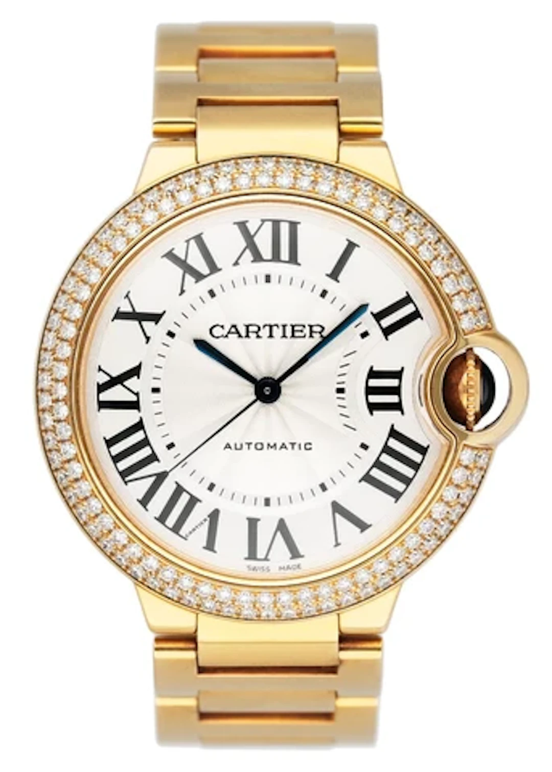 Cartier Ballon Bleu WE9004Z3 Diamond Bezel 18K Yellow Gold Ladies Watch
