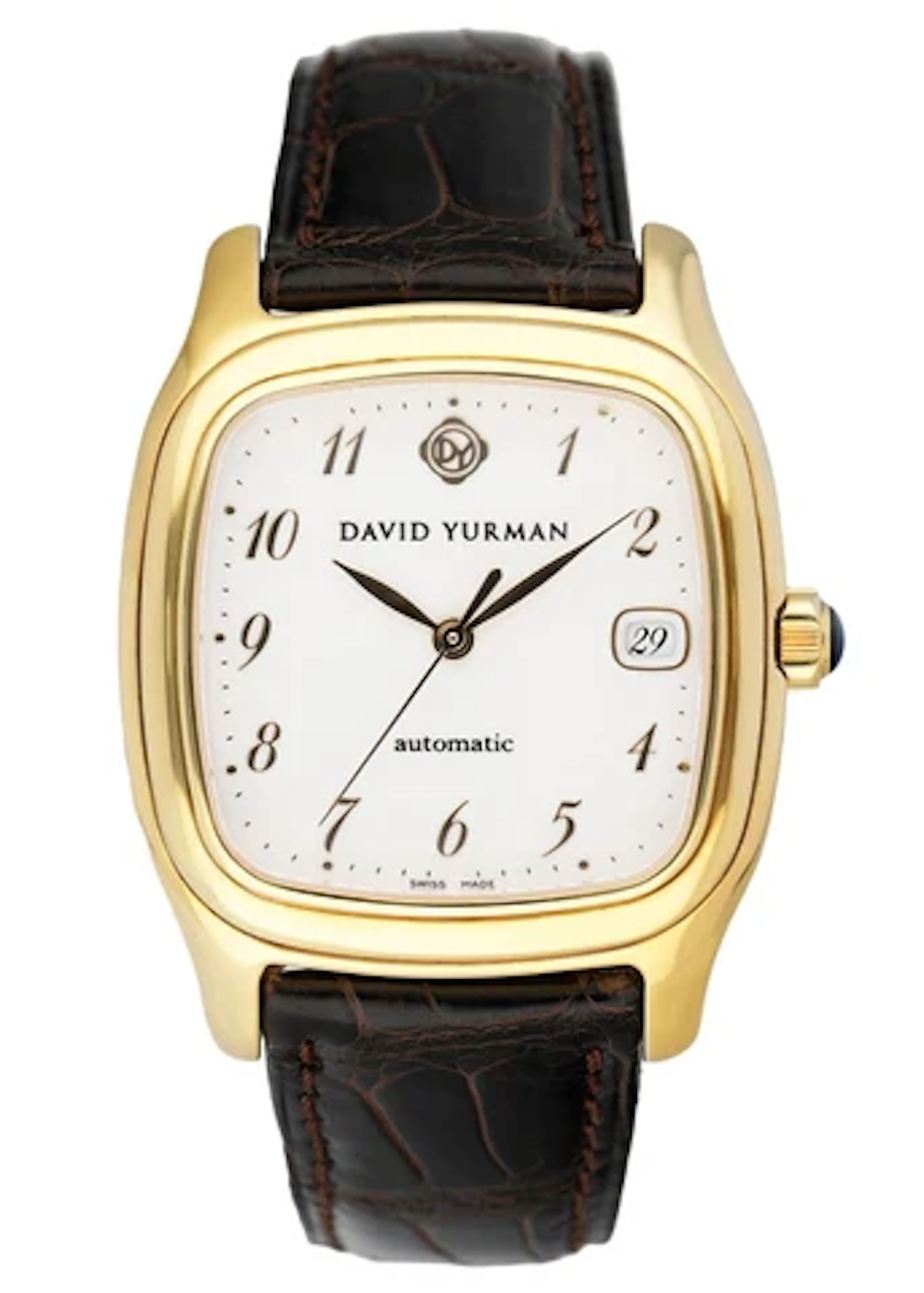 David Yurman Thoroughtbred T301-L88 White Dial 18K Yellow Gold Mens Watch