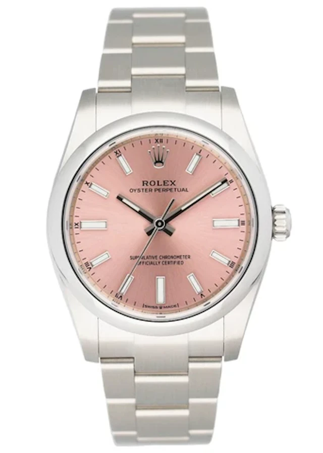Rolex Oyster Perpetual 124200 Midsize Pink Dial Ladies Watch Box Papers