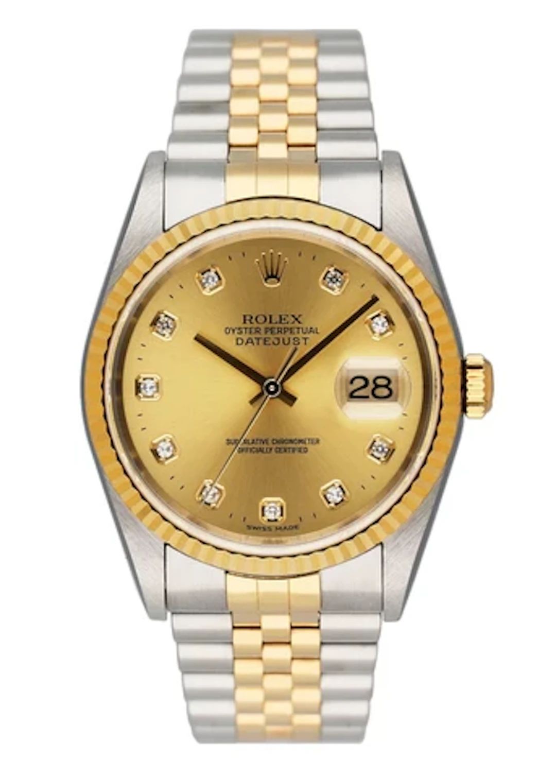 Rolex Datejust 16233 Diamond Champagne Dial Mens Watch Box Papers