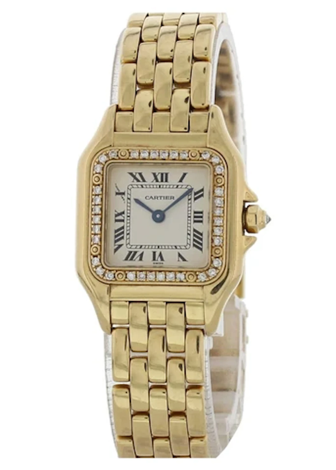 Cartier Panthere 1280 18k Yellow Gold Ladies Diamond Watch Box Papers