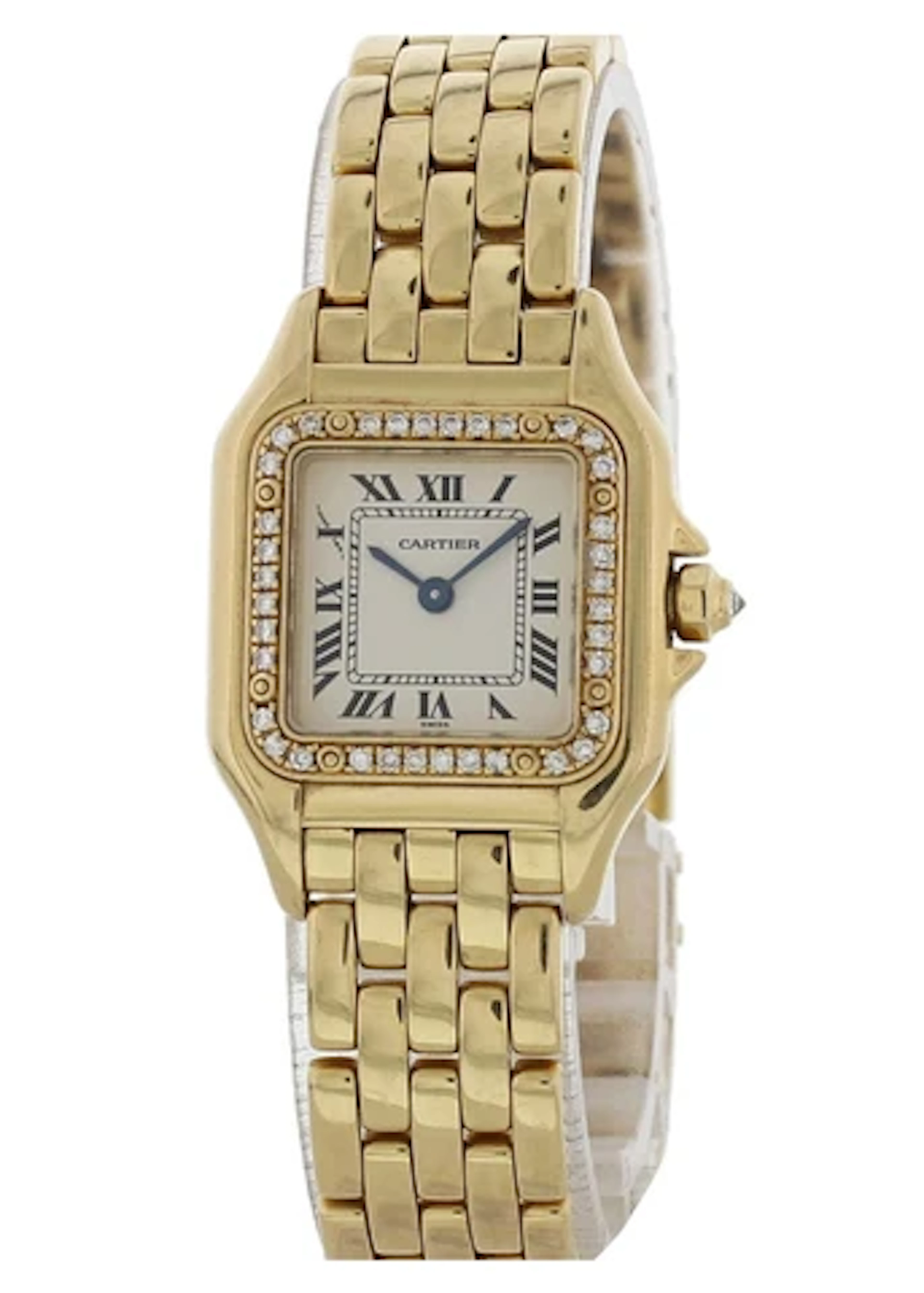 Cartier Panthere 1280 18k Yellow Gold Ladies Diamond Watch Box Papers