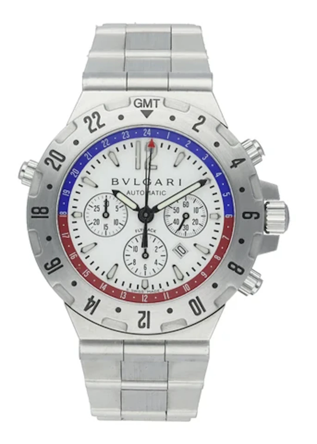 Bvlgari Diagono GMT40SVG Fly Back Pepsi Bezel Mens Watch