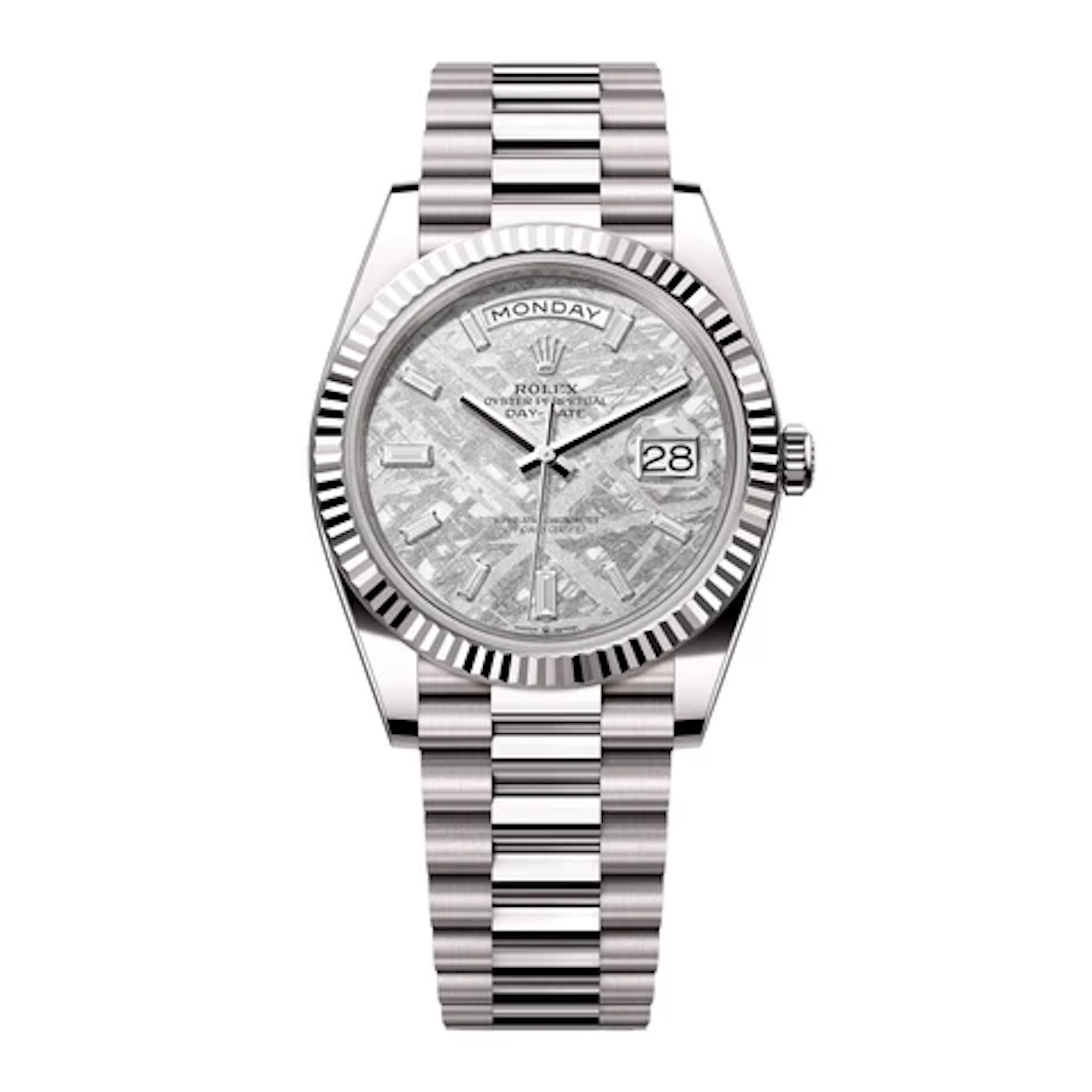 Rolex Day-Date 228239 Diamond Meteorite Dial Mens Watch Box Papers