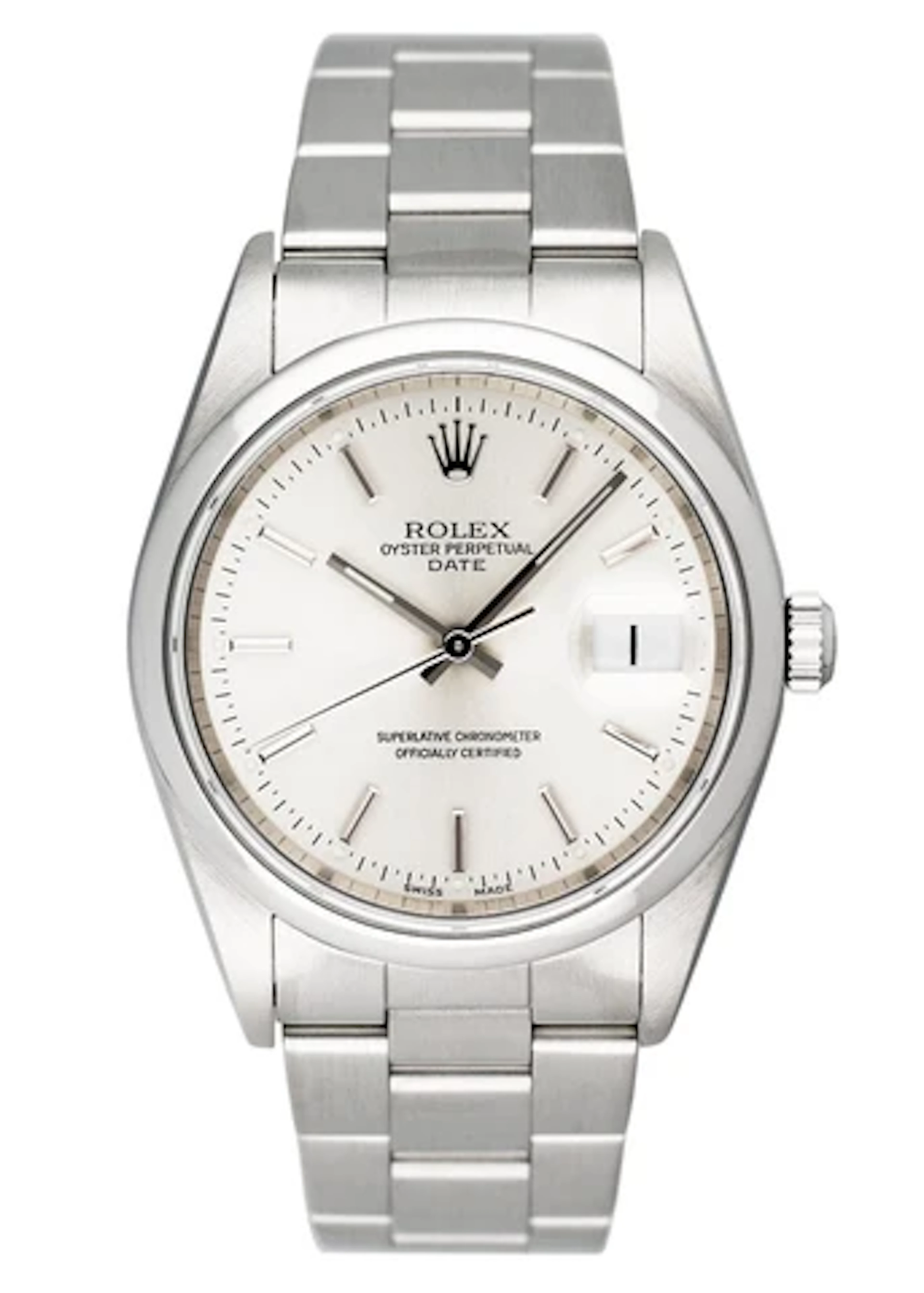 Rolex Oyster Perpetual Date 15200 Silver Dial Mens Watch