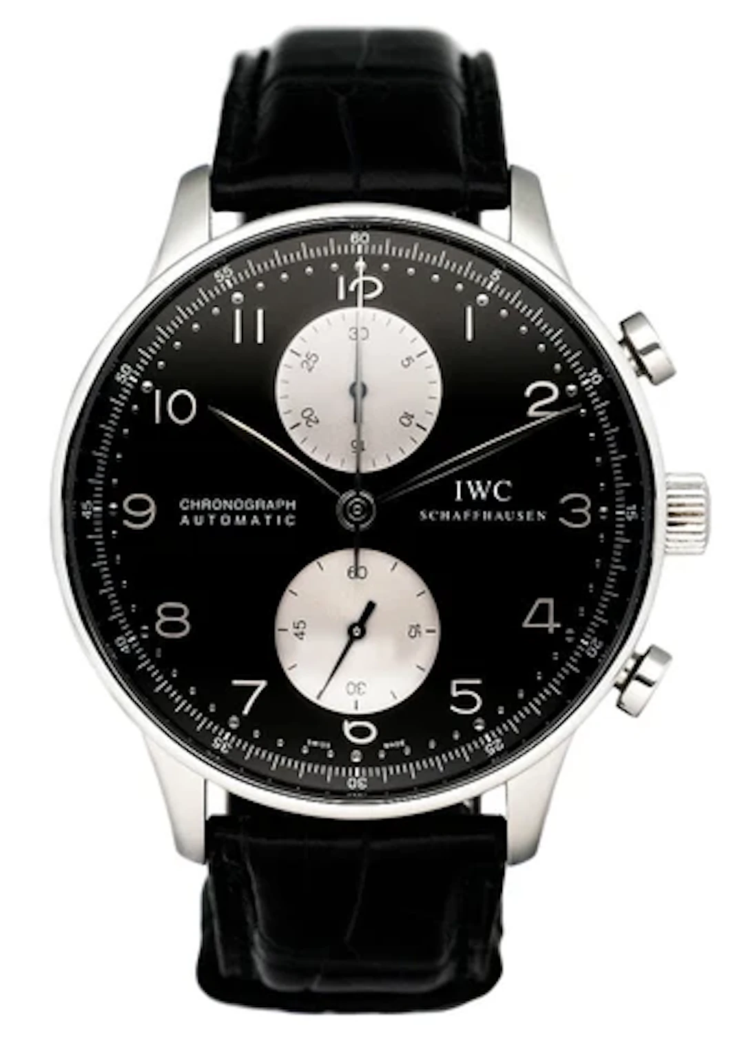 IWC Portuguese Chronograph IW371447 Black Dial Mens Watch Box Papers