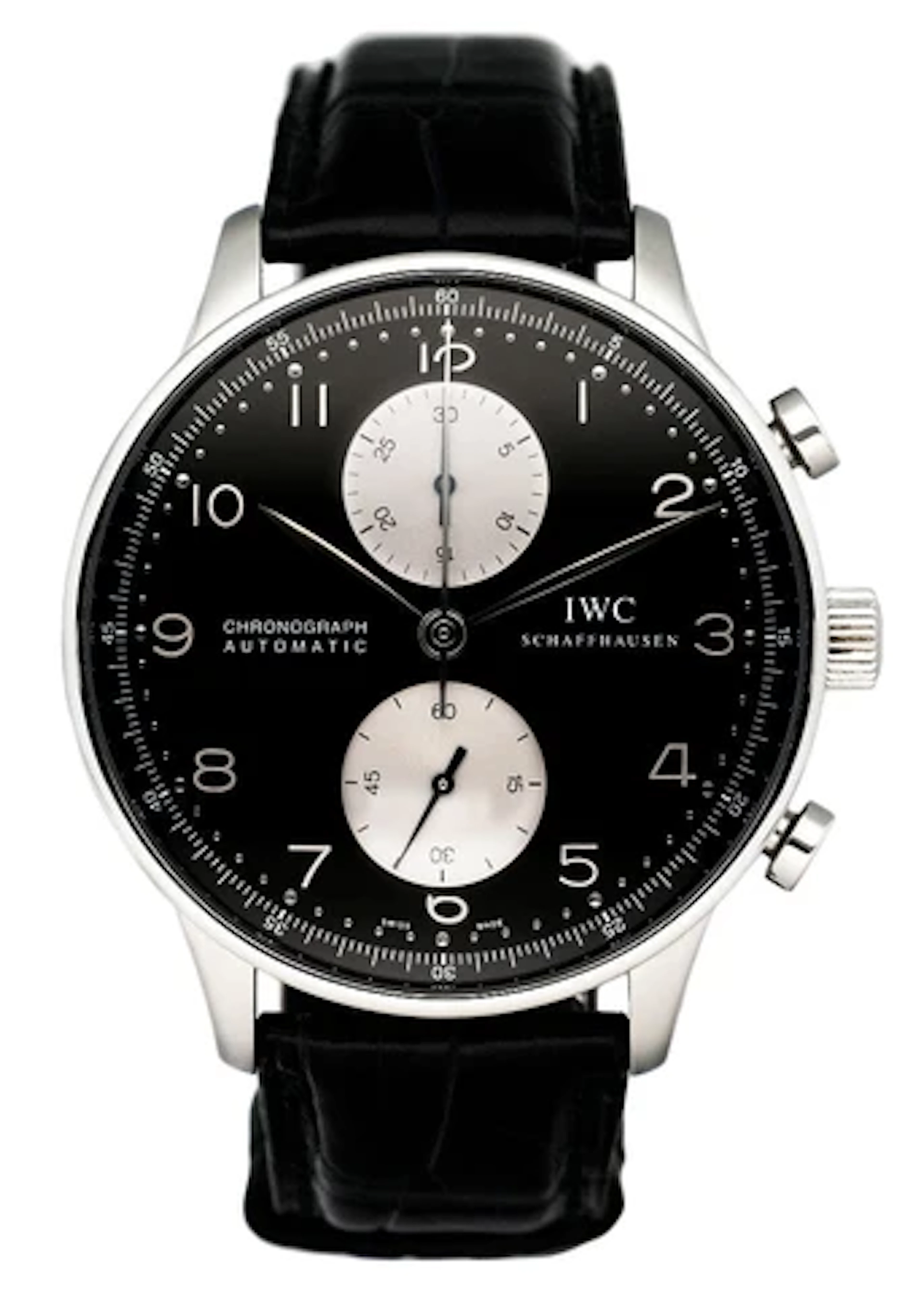 IWC Portuguese Chronograph IW371447 Black Dial Mens Watch Box Papers