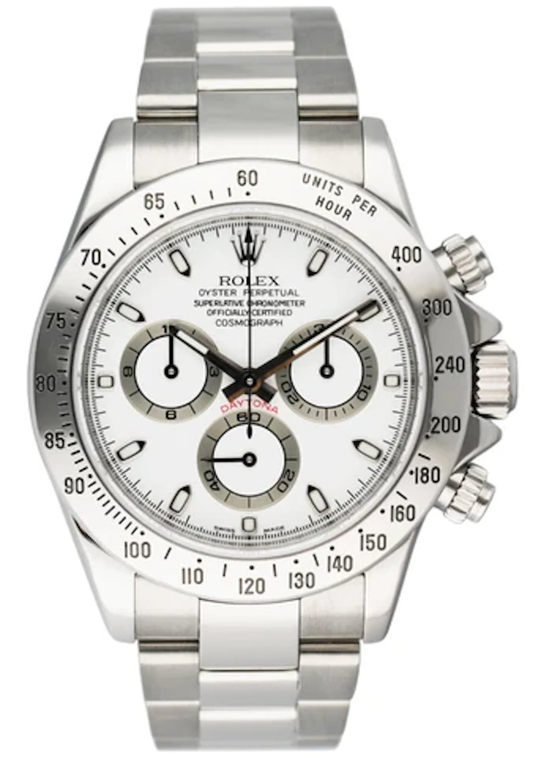 Rolex Daytona 116520 White Dial Stainless Steel Engraved Rehaut Mens