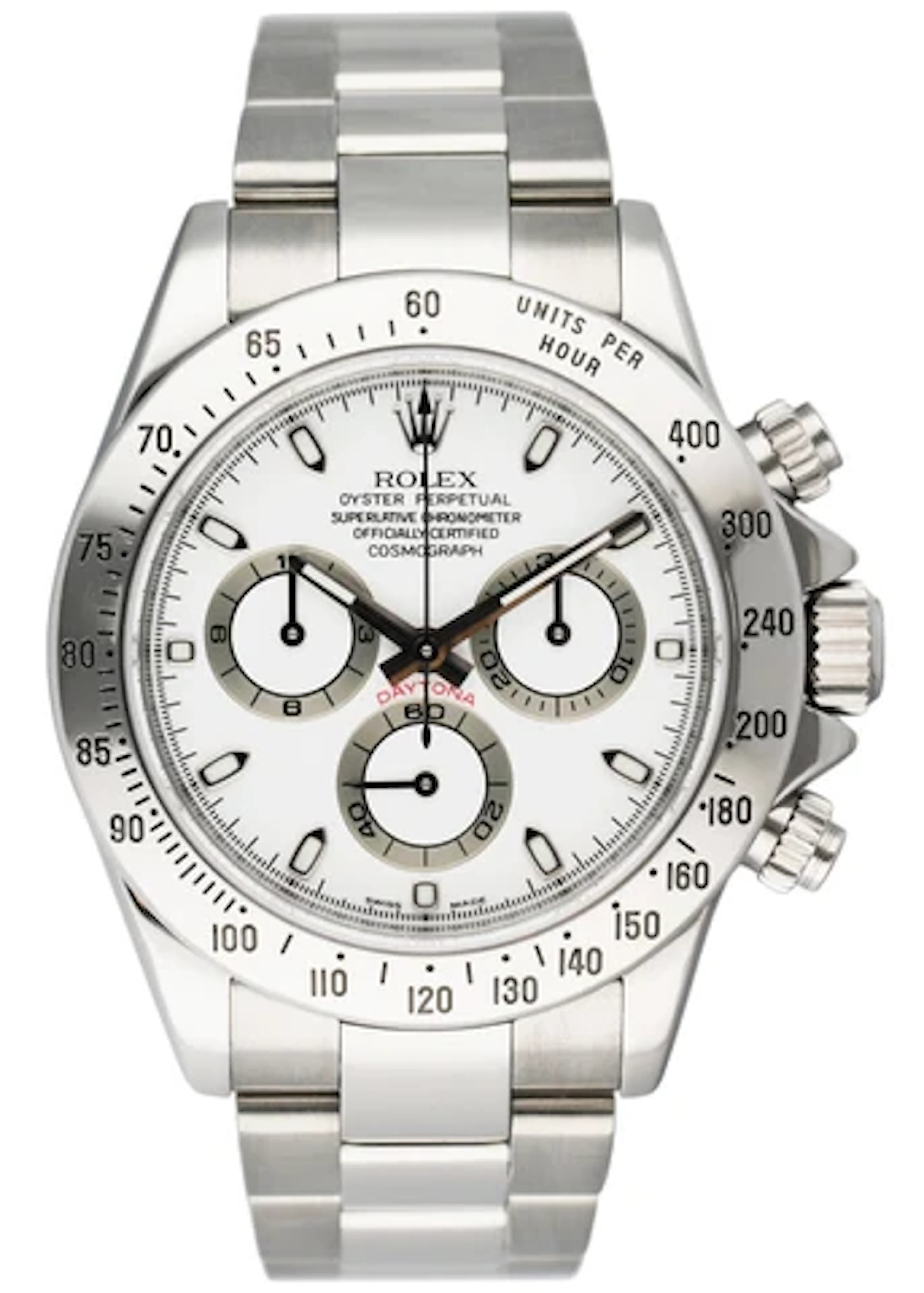 Rolex Daytona 116520 White Dial Stainless Steel Engraved Rehaut Mens