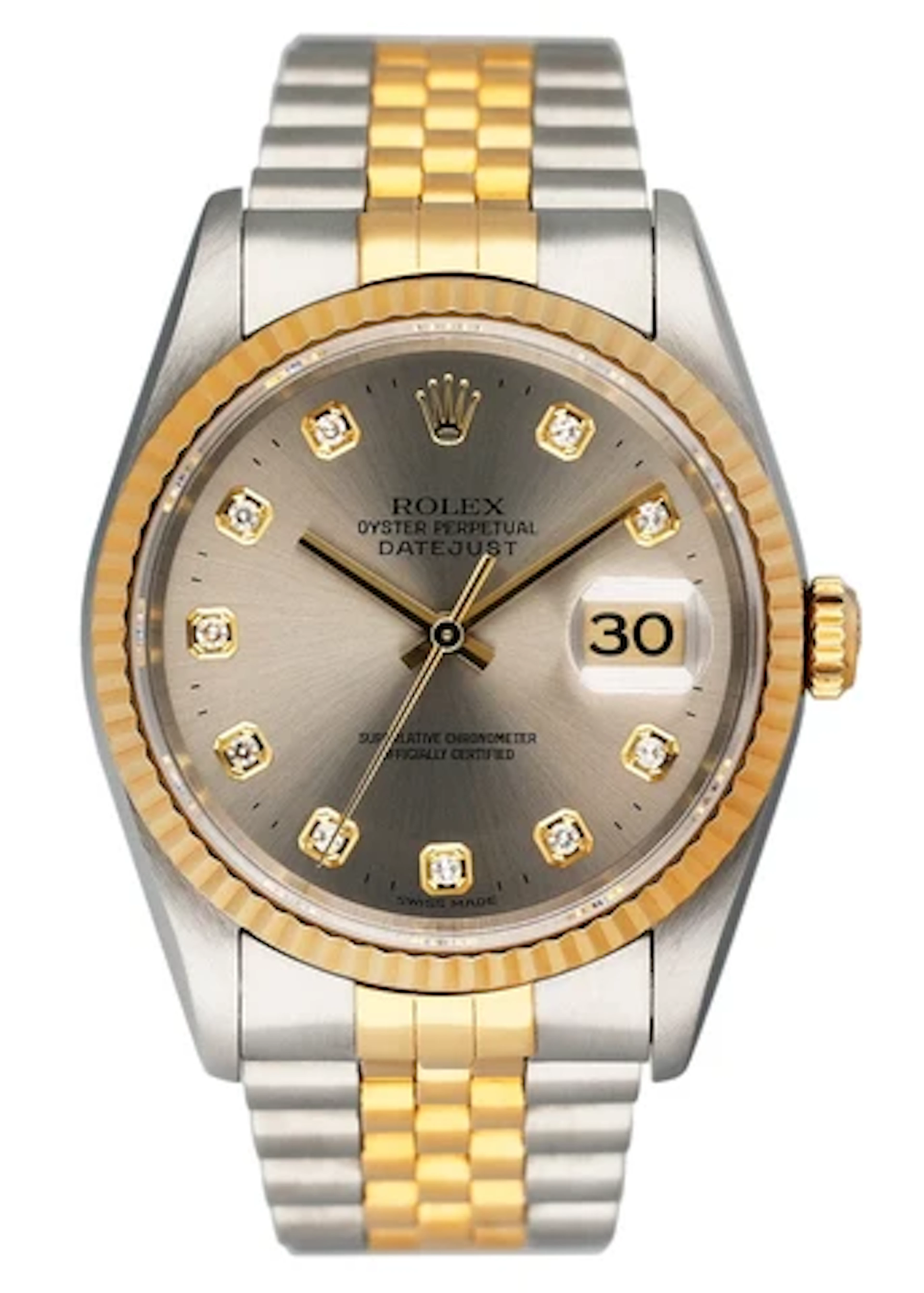 Rolex Datejust 16233 Diamond Silver Dial Mens Watch