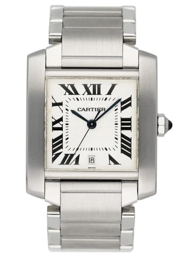 Cartier Tank Francaise W51002Q3 Silver Dial Steel Mens Watch