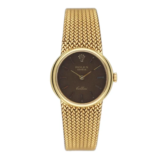 Rolex Cellini Vintage Brown Dial 18K Yellow Gold Ladies Watch
