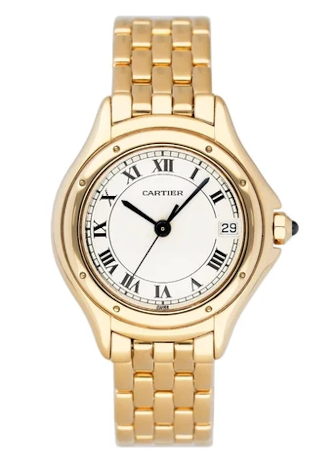 Cartier Cougar Figaro W25012B9 18k Yellow Gold Ladies Watch