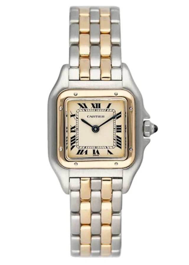 Cartier Panthere 18K Yellow Gold & Steel Two Rows Ladies Watch