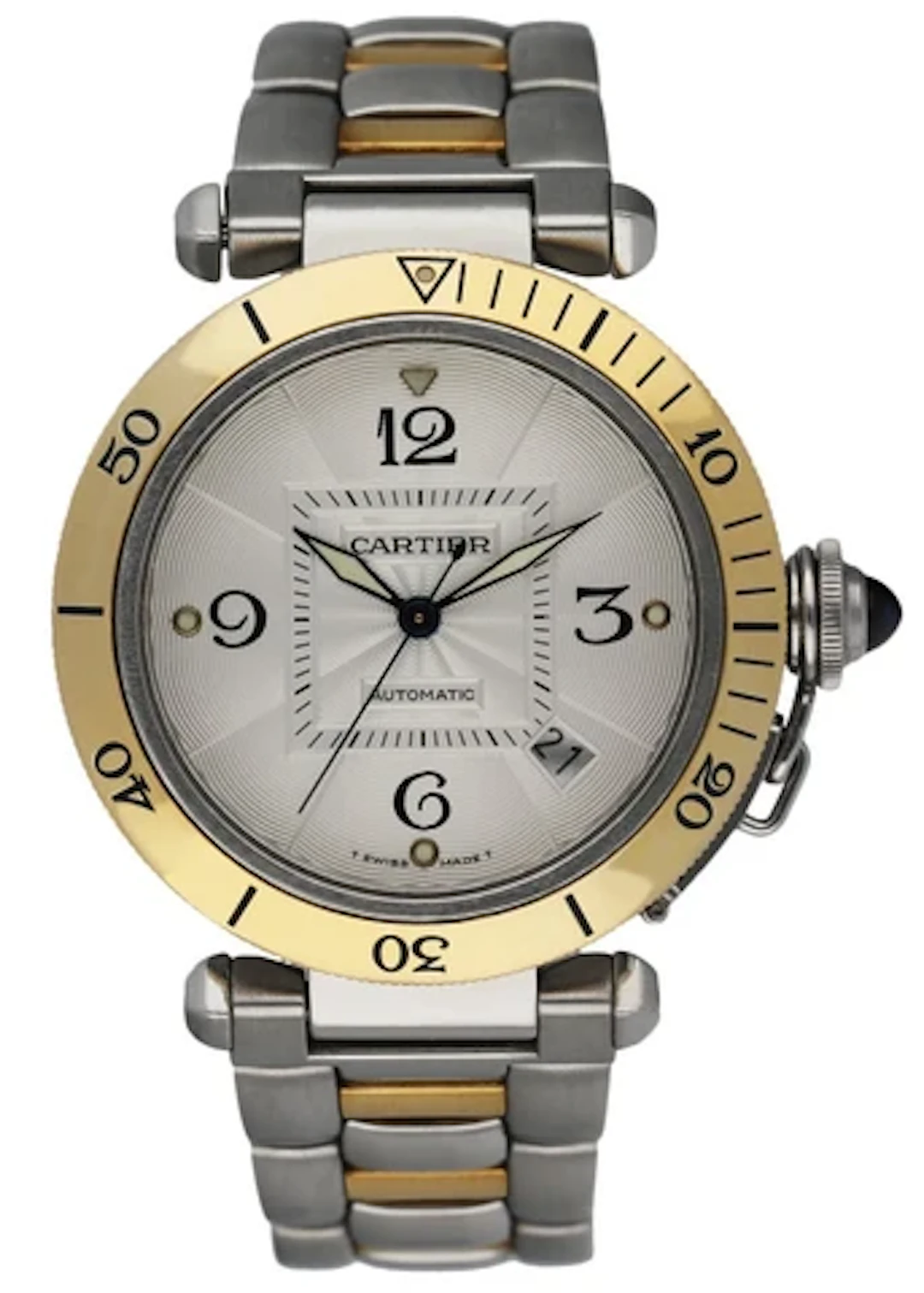 Cartier Pasha 2378 18K Yellow Gold & Stainless Steel Men's Watch Full Set