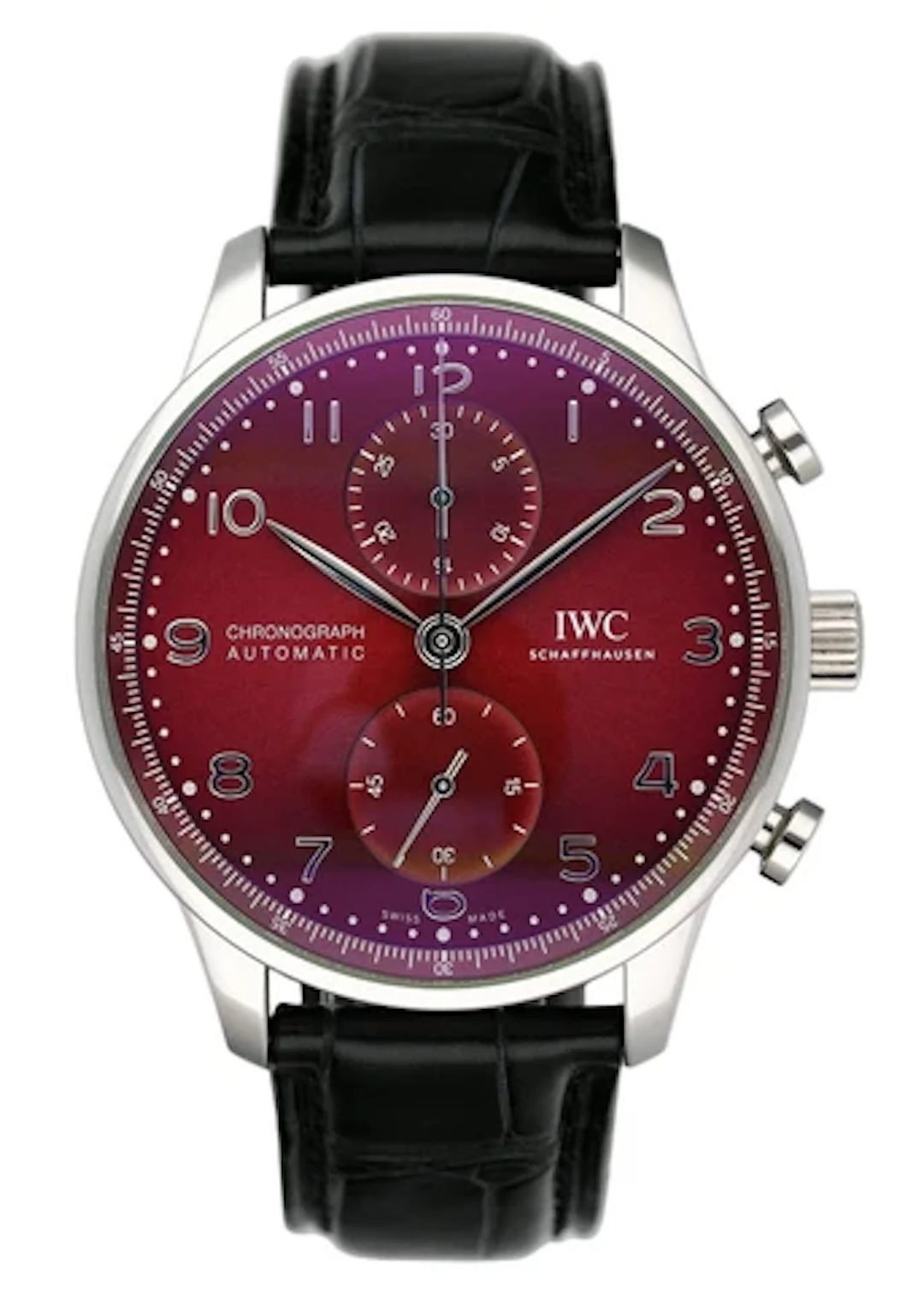 IWC Portuguese Chronograph IW371616 Red Dial Mens Watch Box Papers