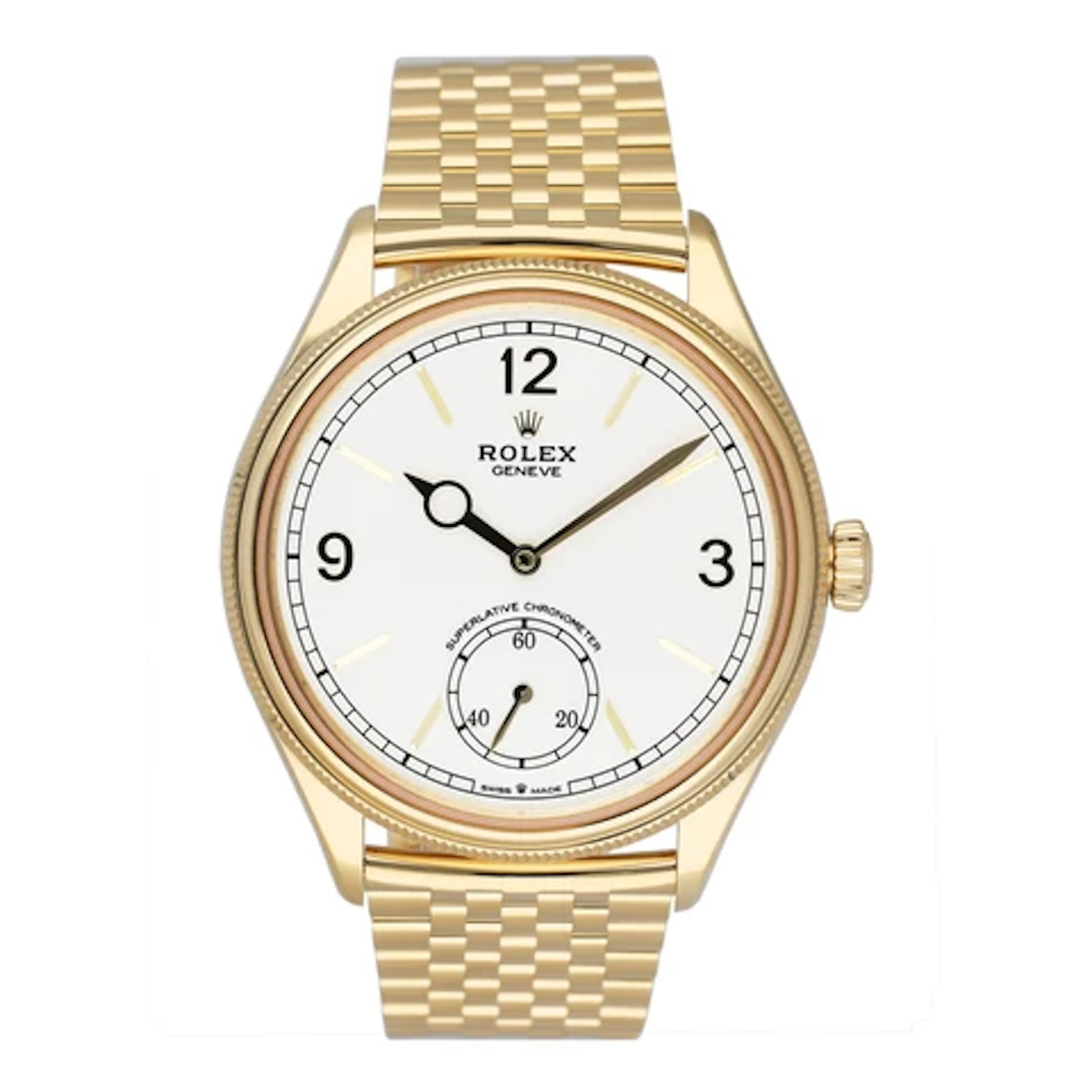 Rolex 1908 52508 White Dial 18K Yellow Gold Mens Watch Box Papers