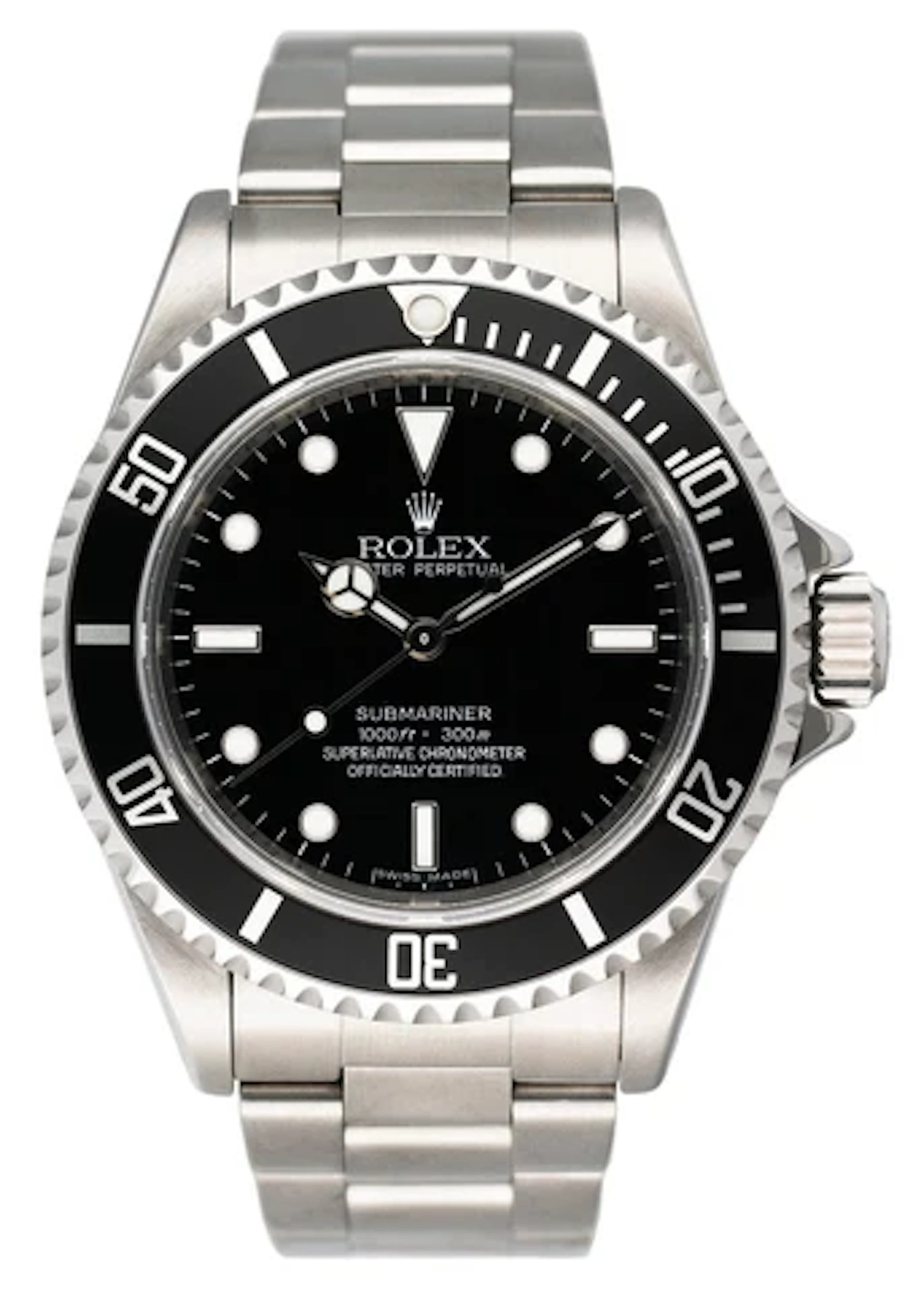 Rolex Submariner 14060 No Date Engraved Rehaut Mens Watch Box Papers
