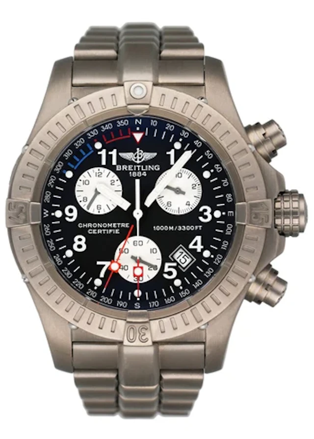 Breitling Chrono Avenger E73360 Black Dial Titanium Mens Watch