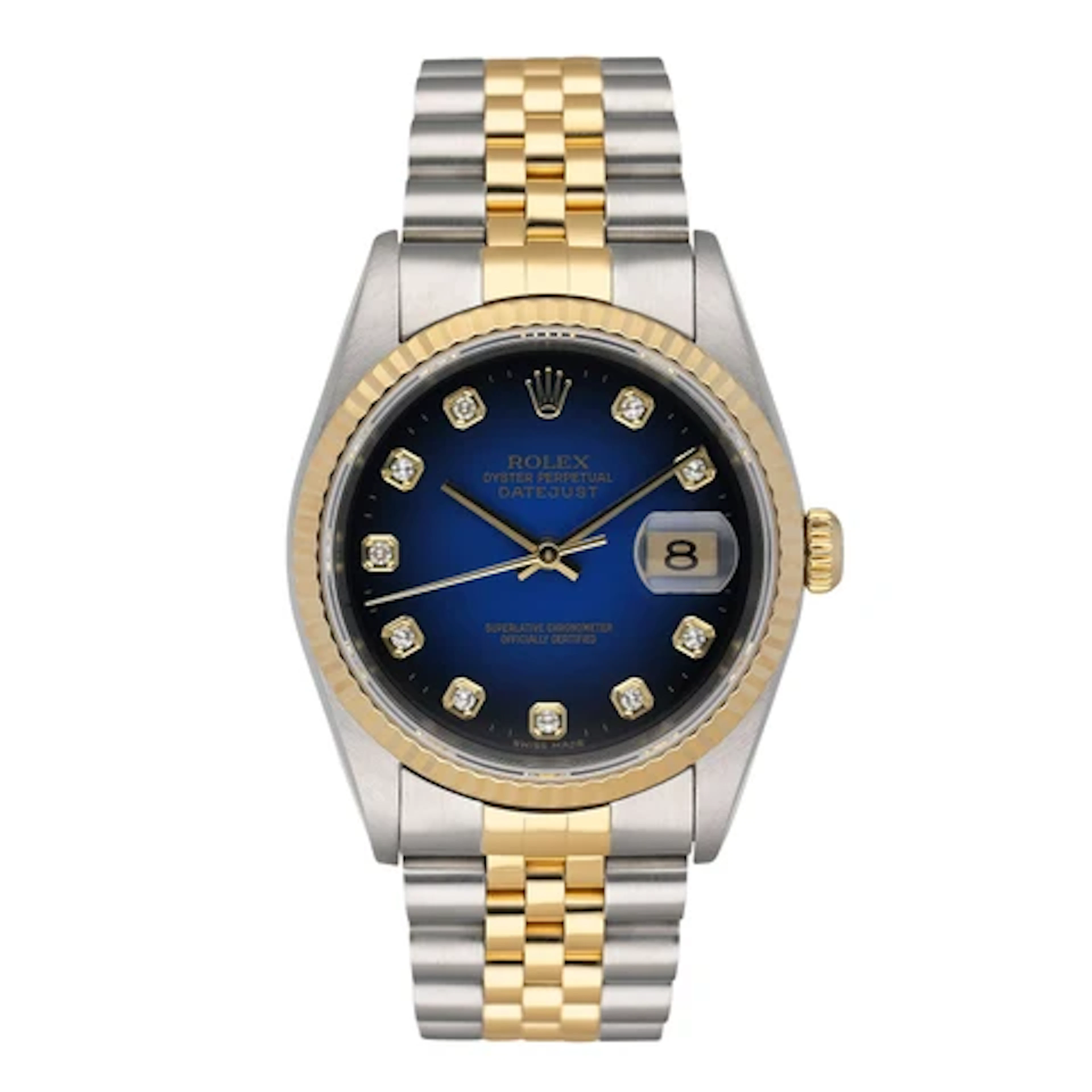 Rolex Datejust 16233 Blue Vignette Diamond Dial Mens Watch