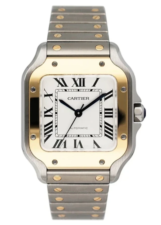 Cartier Santos De Cartier W2SA0016 Midsize Two-Tone Ladies Watch Box Papers