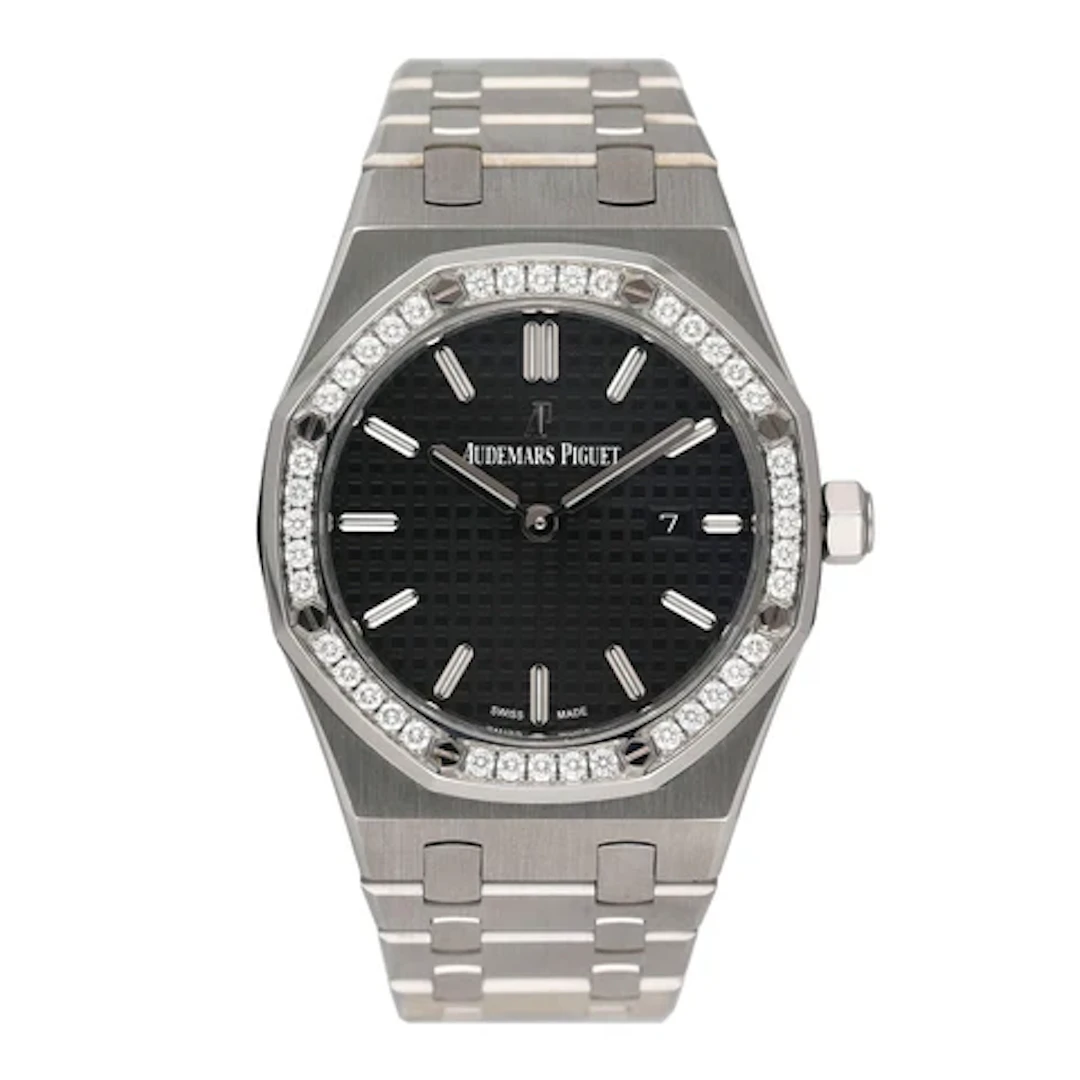 Audemars Piguet Royal Oak 67651ST Diamond Black Dial Ladies Watch